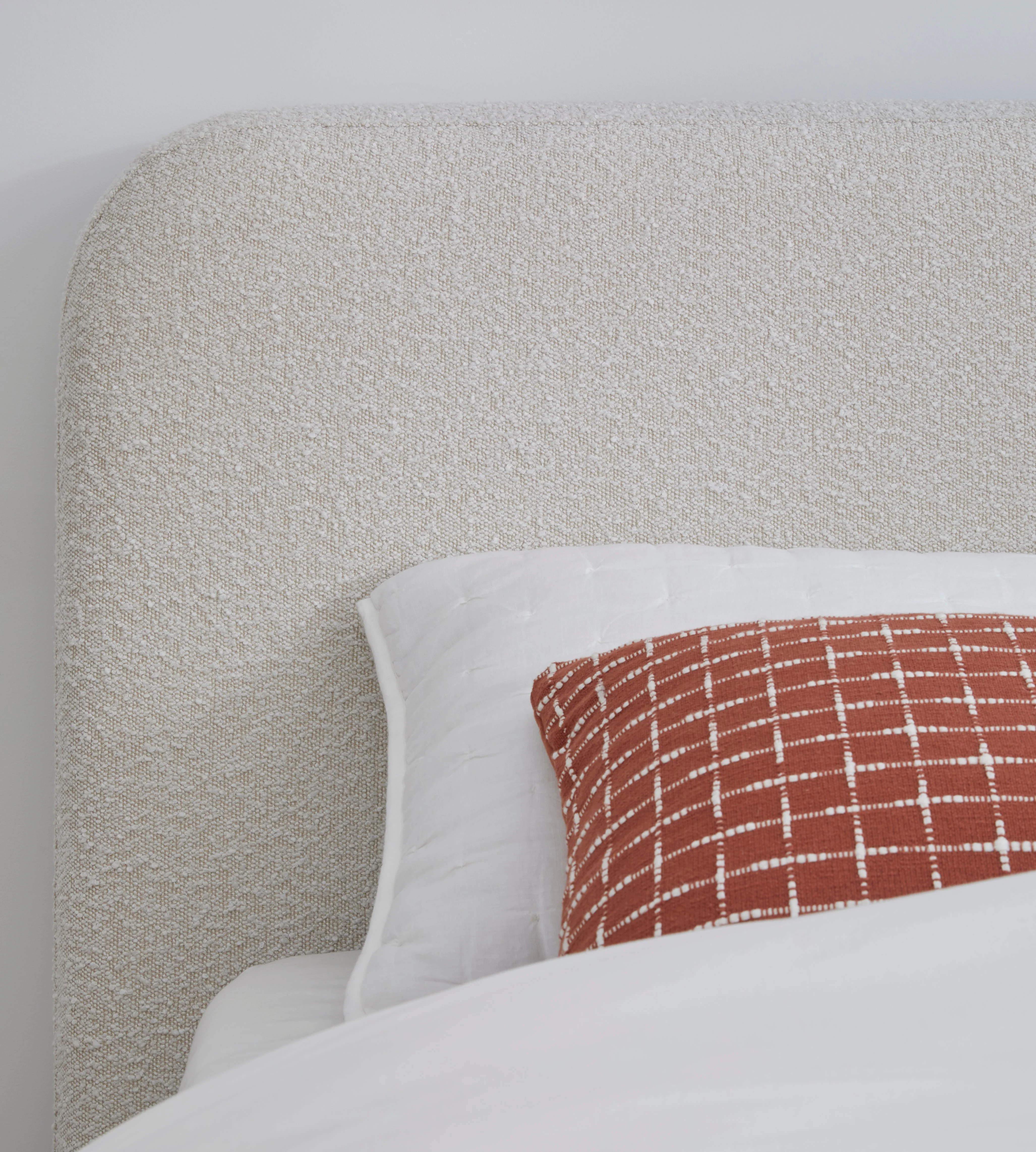Off-White Upholstered Eastern King Platform Bed in Ricotta Boucle - Image 4