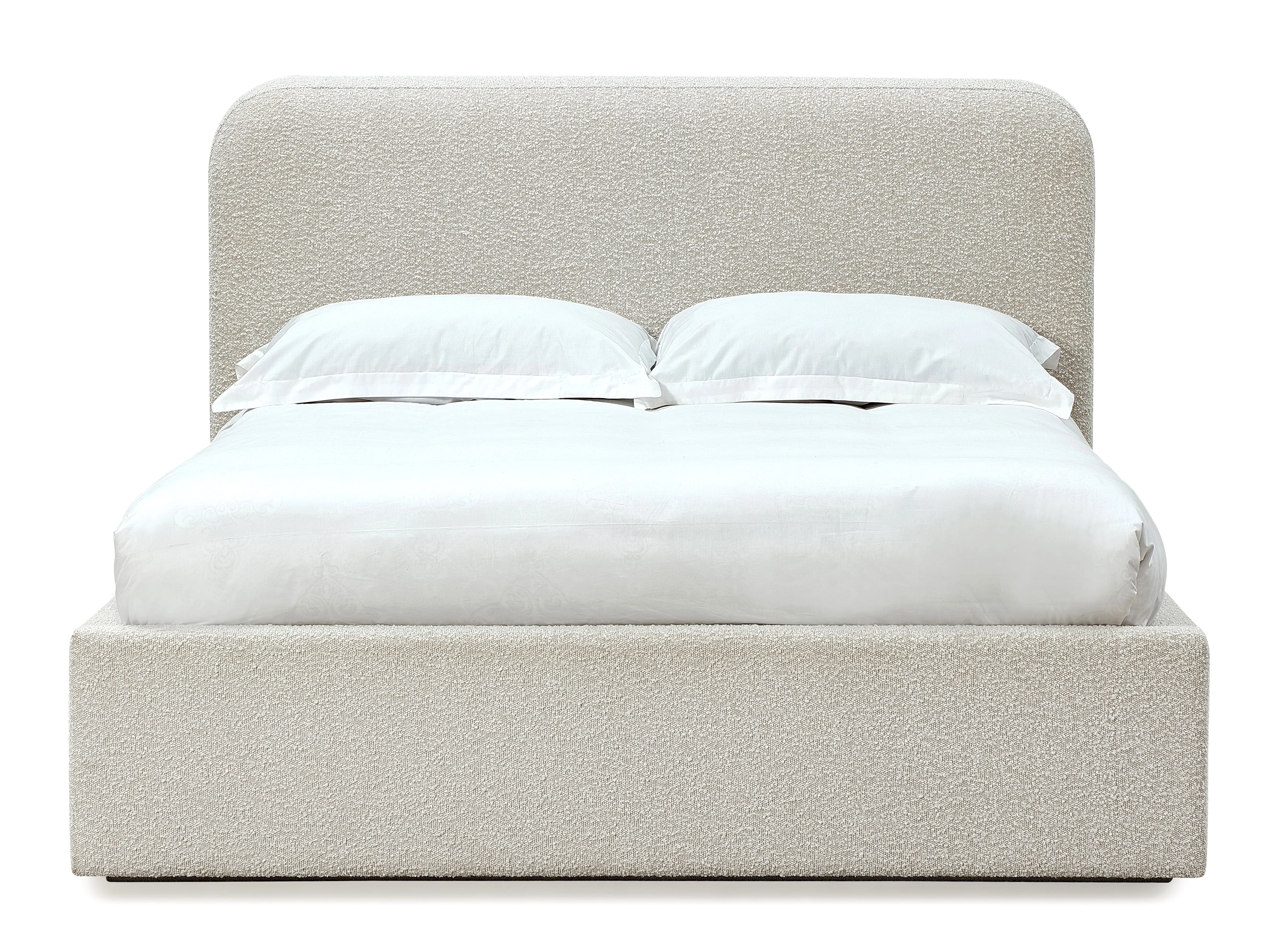 Off-White Upholstered Eastern King Platform Bed in Ricotta Boucle - Image 6