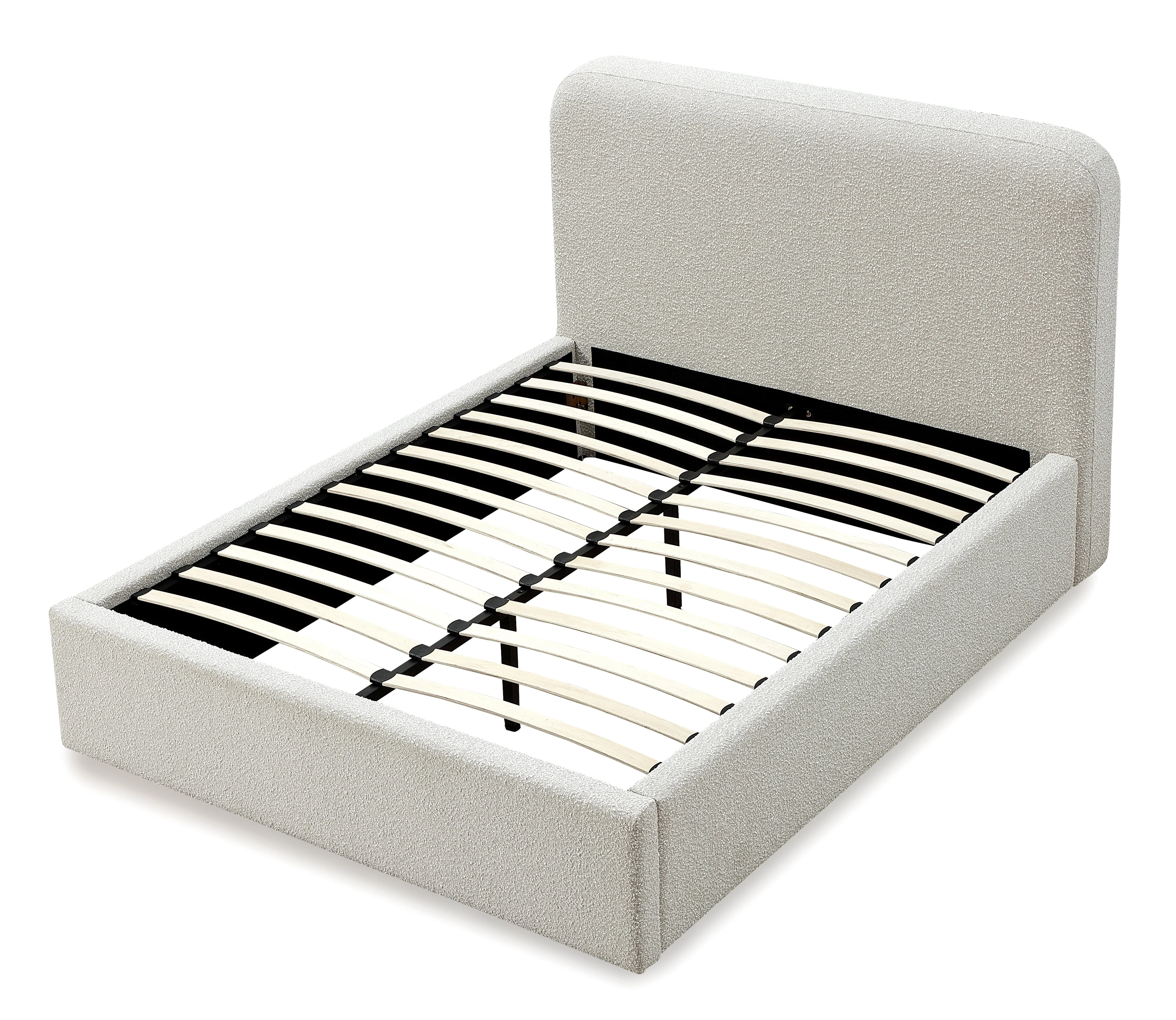 Off-White Upholstered Eastern King Platform Bed in Ricotta Boucle - Image 8