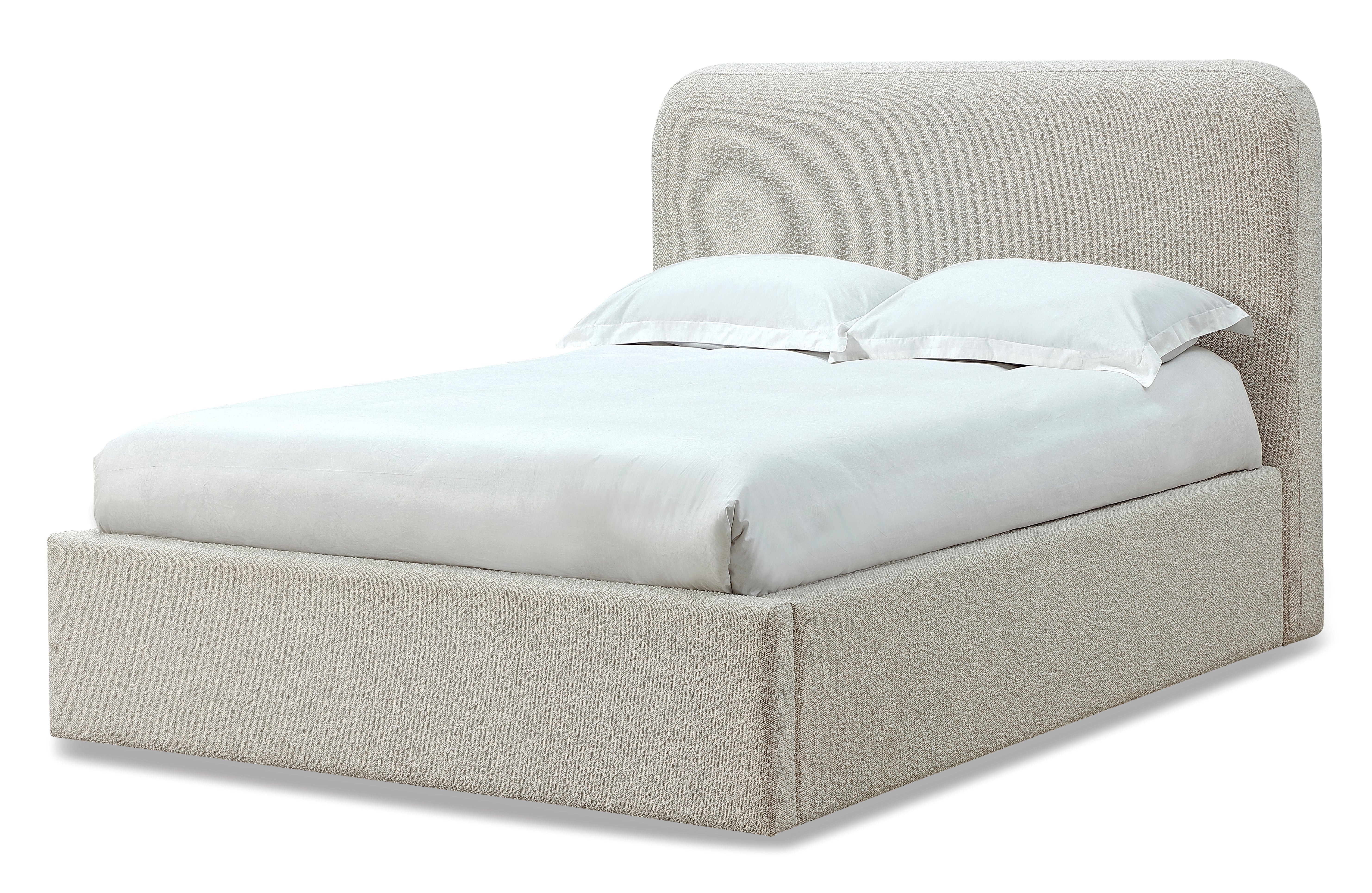 Off-White Upholstered Full Platform Bed in Ricotta Boucle - Image 5