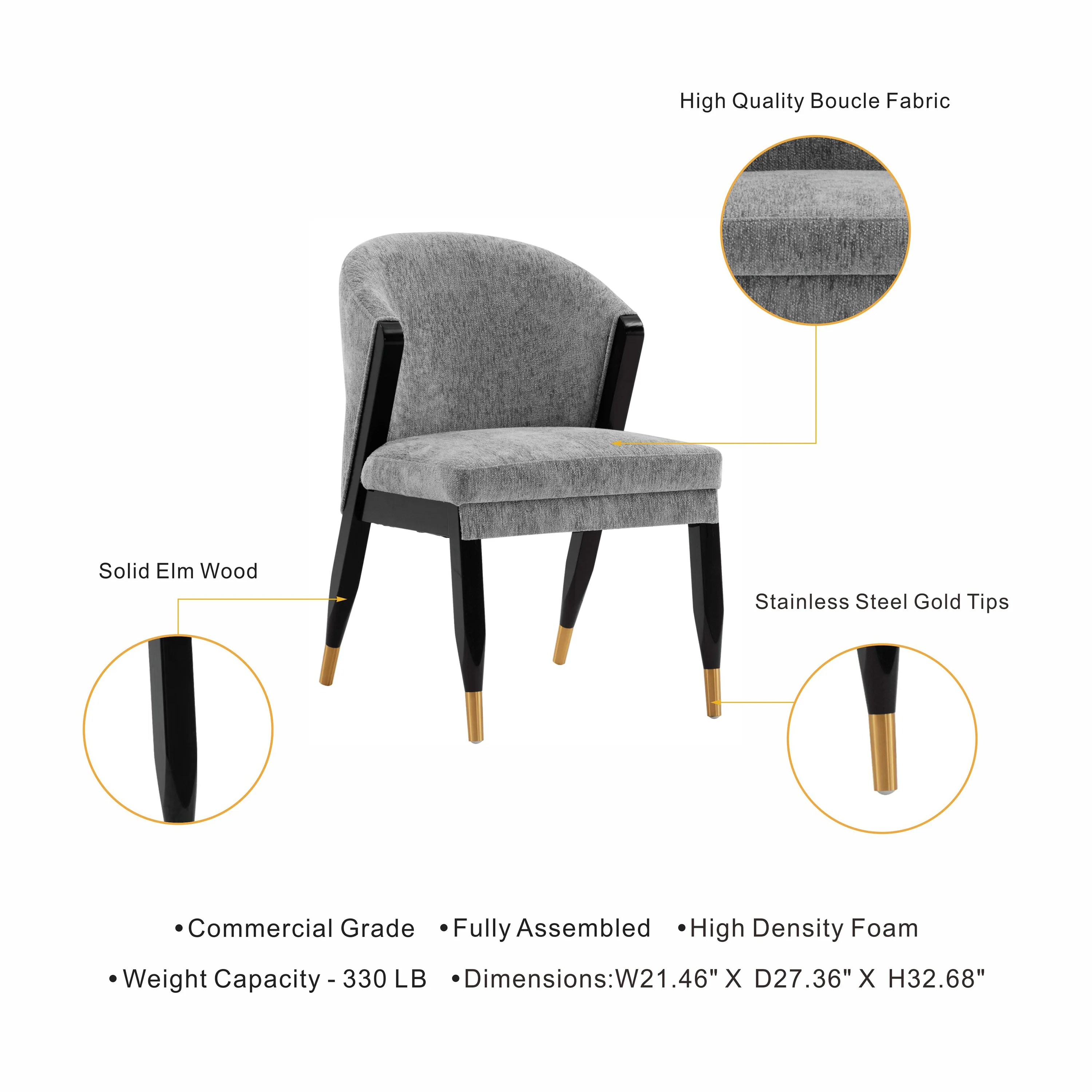 Ola Dining Chair in Grey (set of 2) - Image 4