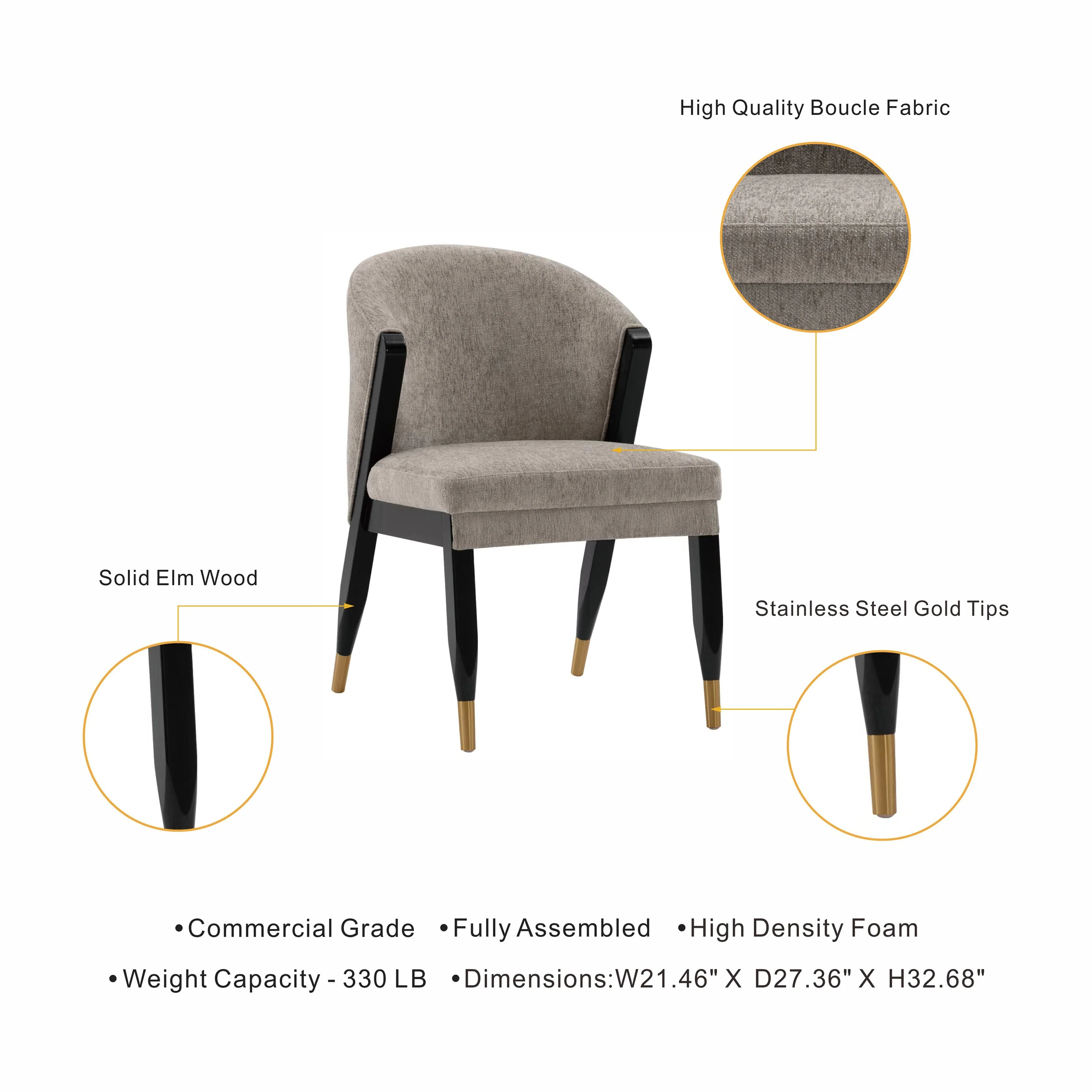 Ola Dining Chair in Stone (set of 2) - Image 4
