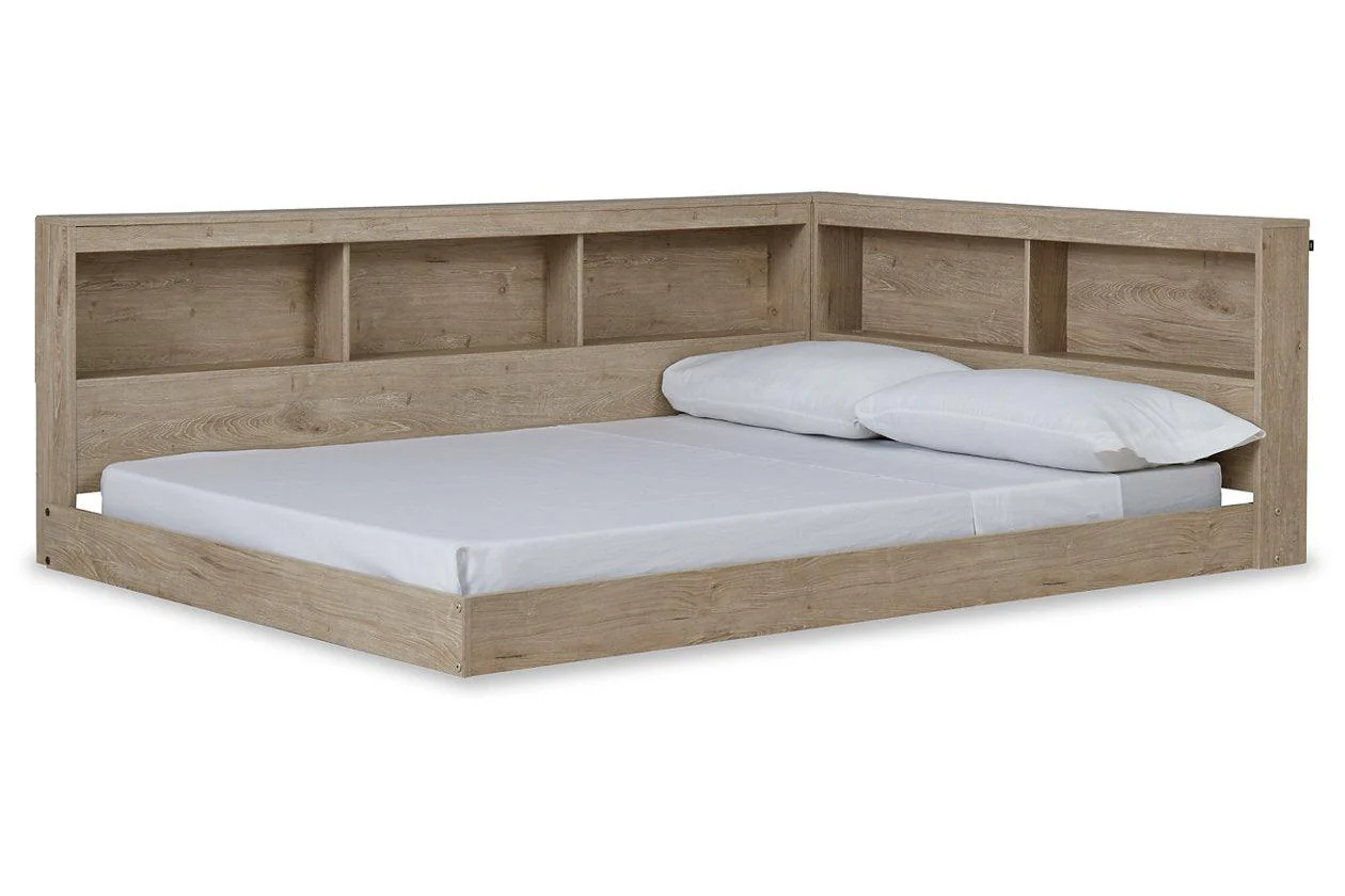 Oliah Natural Full Bookcase Storage Bed