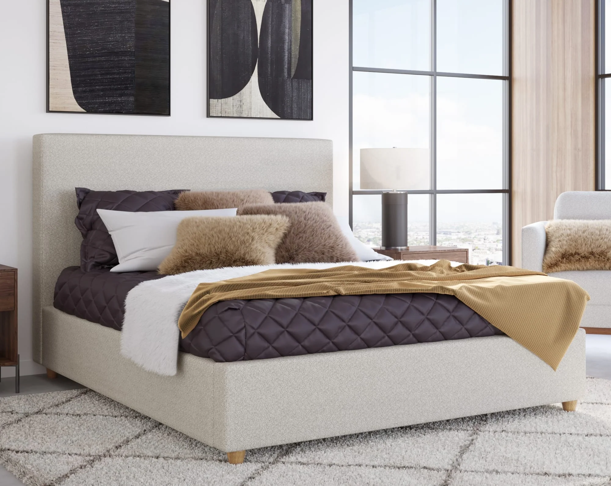 Olivia Ivory California King Upholstered Platform Bed - Image 2