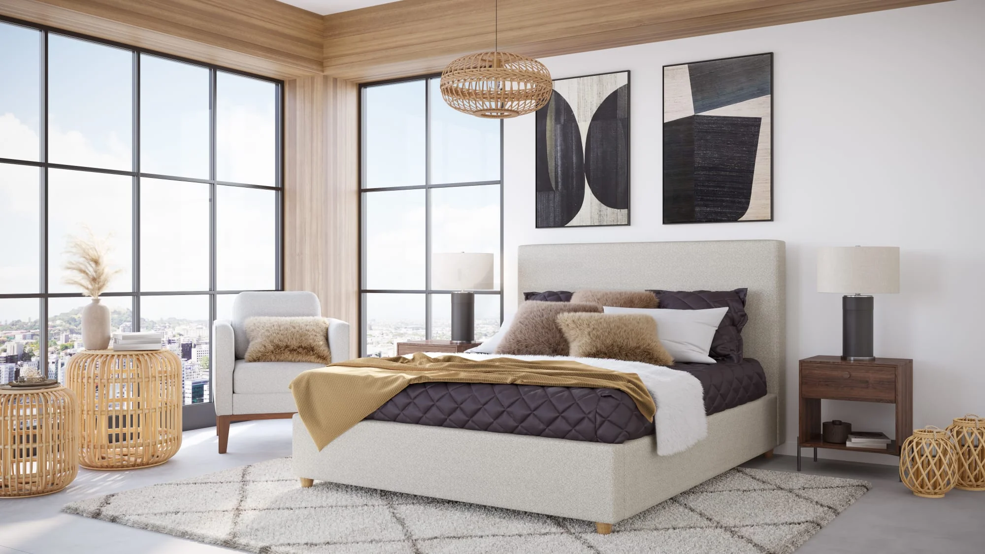 Olivia Ivory Full Upholstered Platform Bed - Image 6