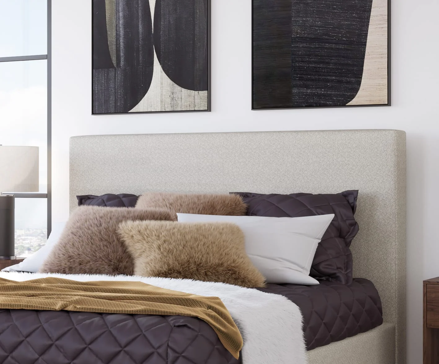Olivia Ivory Upholstered Queen Headboard - Image 2