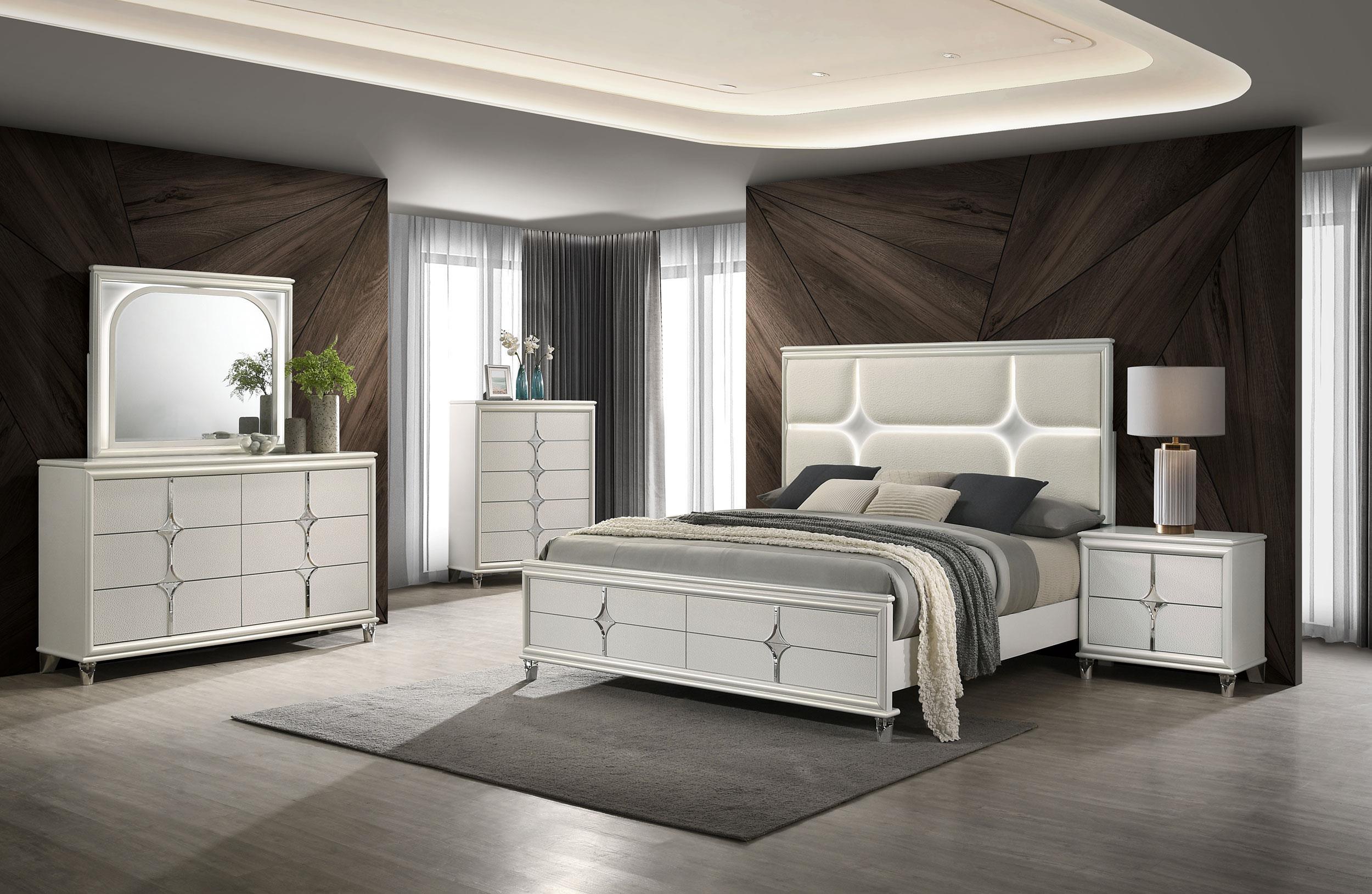 Olivia Pearl White LED Dresser Mirror - Image 5
