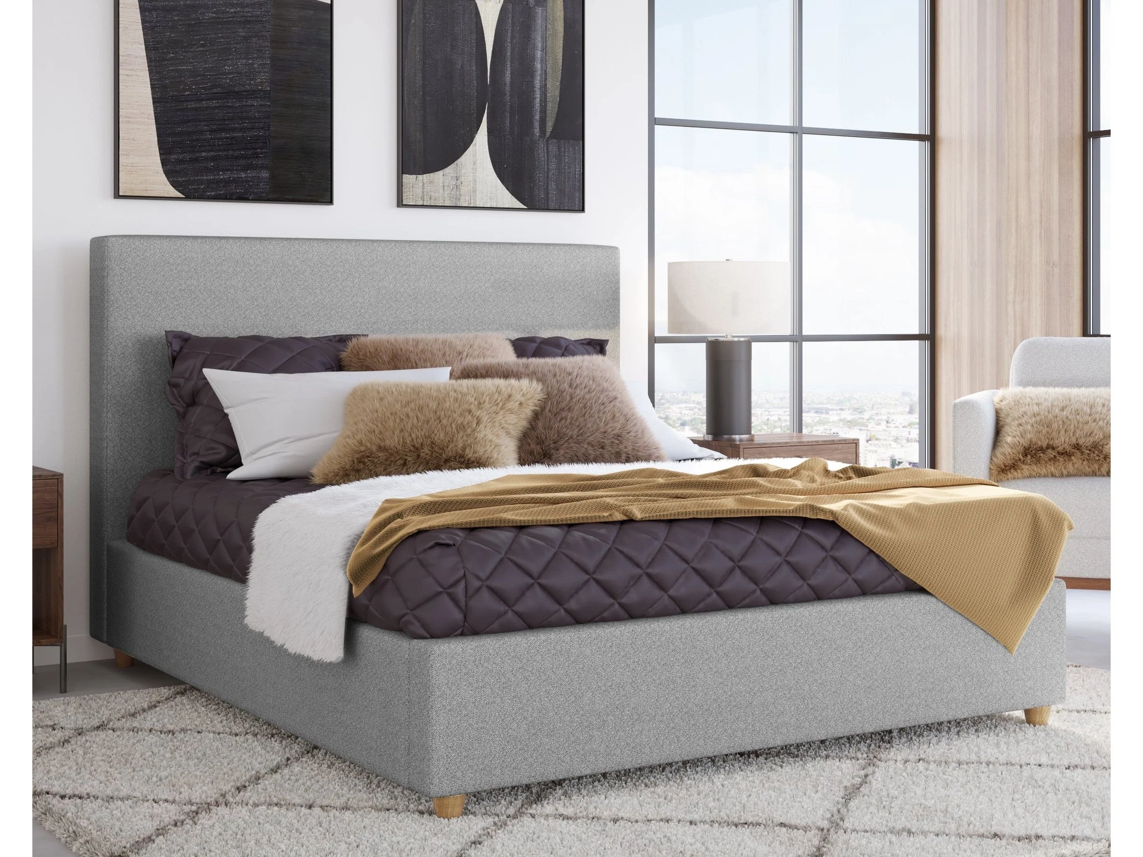 Olivia Pewter California King Upholstered Platform Bed