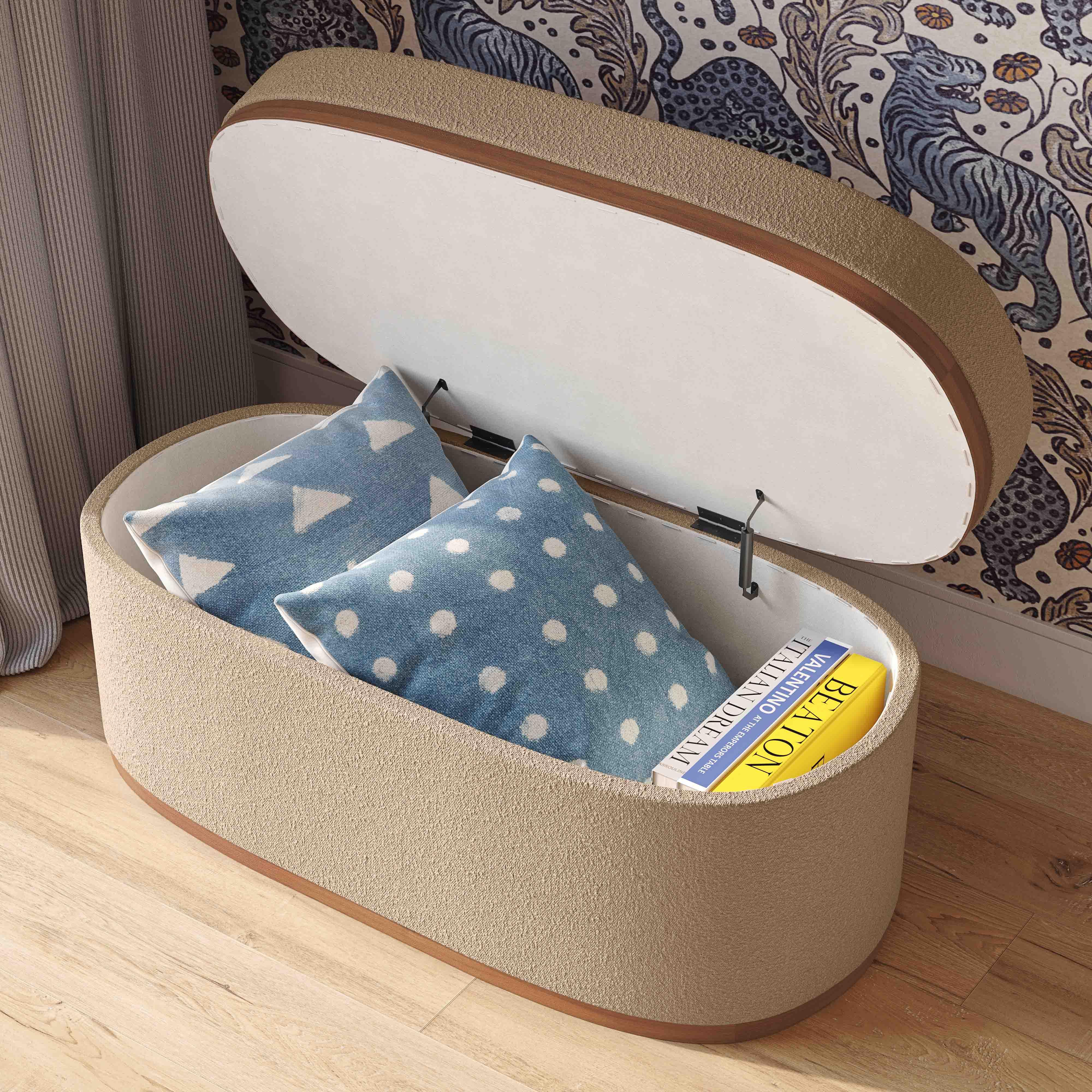 Olivier Boucle Oval Storage Ottoman - Image 11