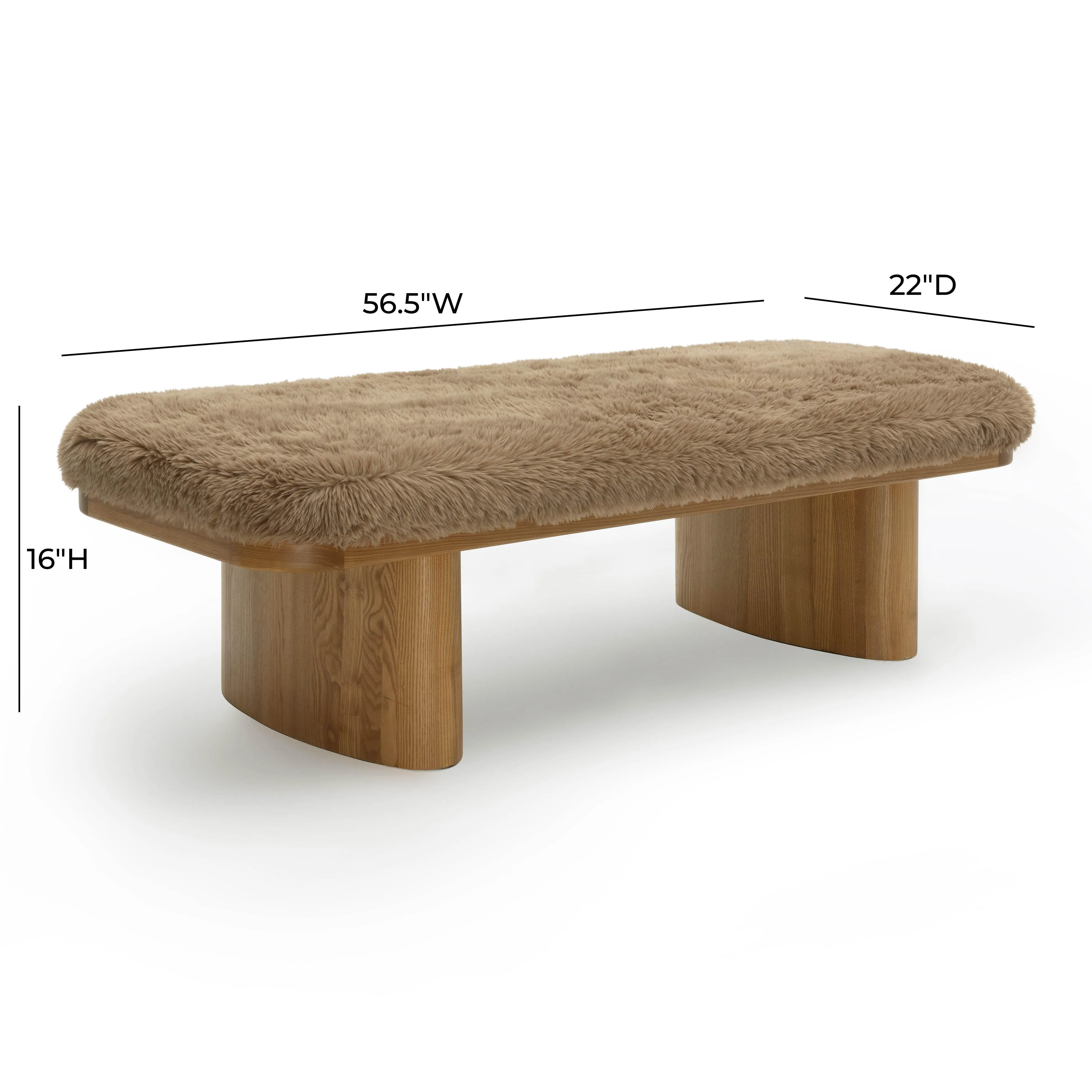 Ollie Straight Vegan Shearling Large Bench - Image 13