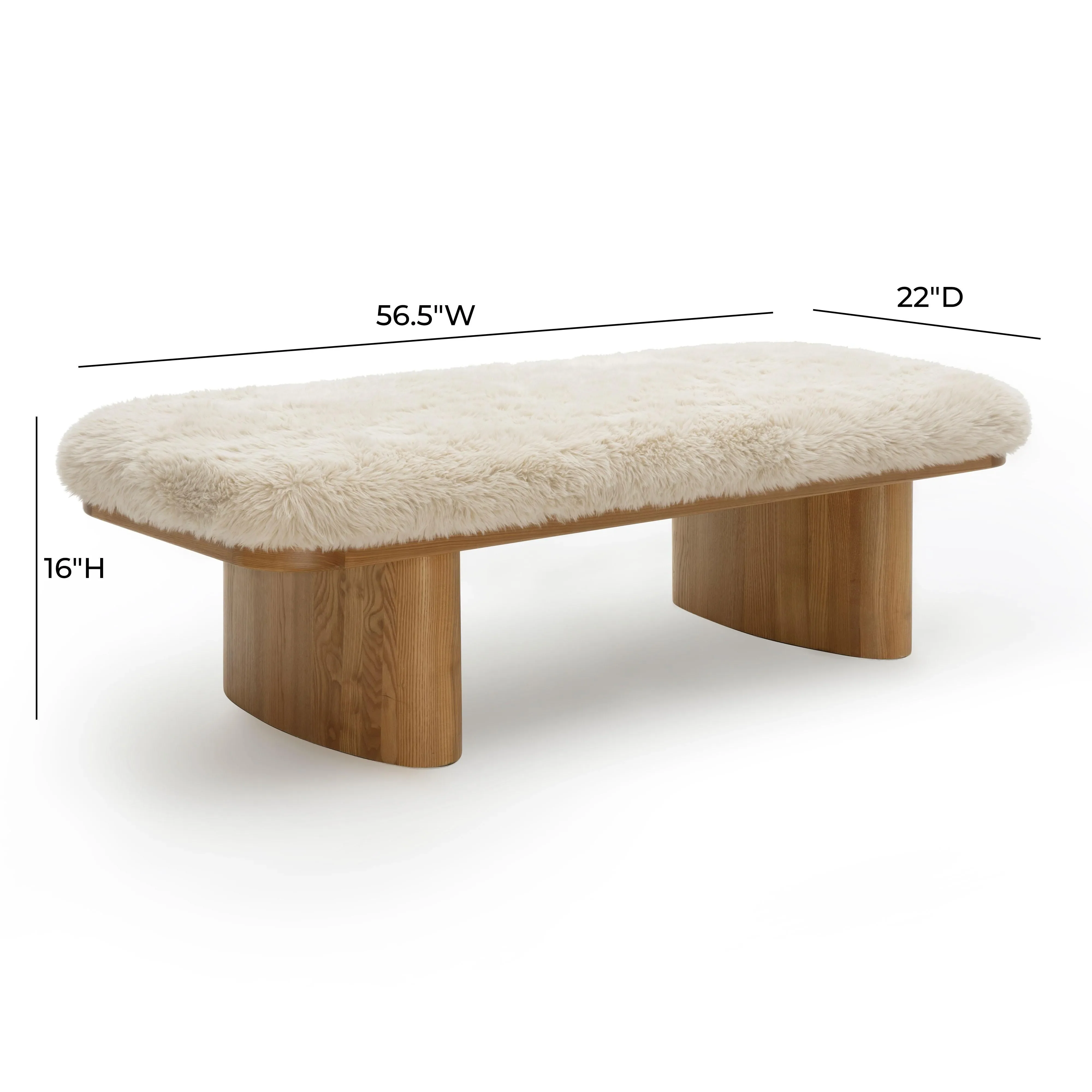 Ollie Straight Vegan Shearling Large Bench - Image 6