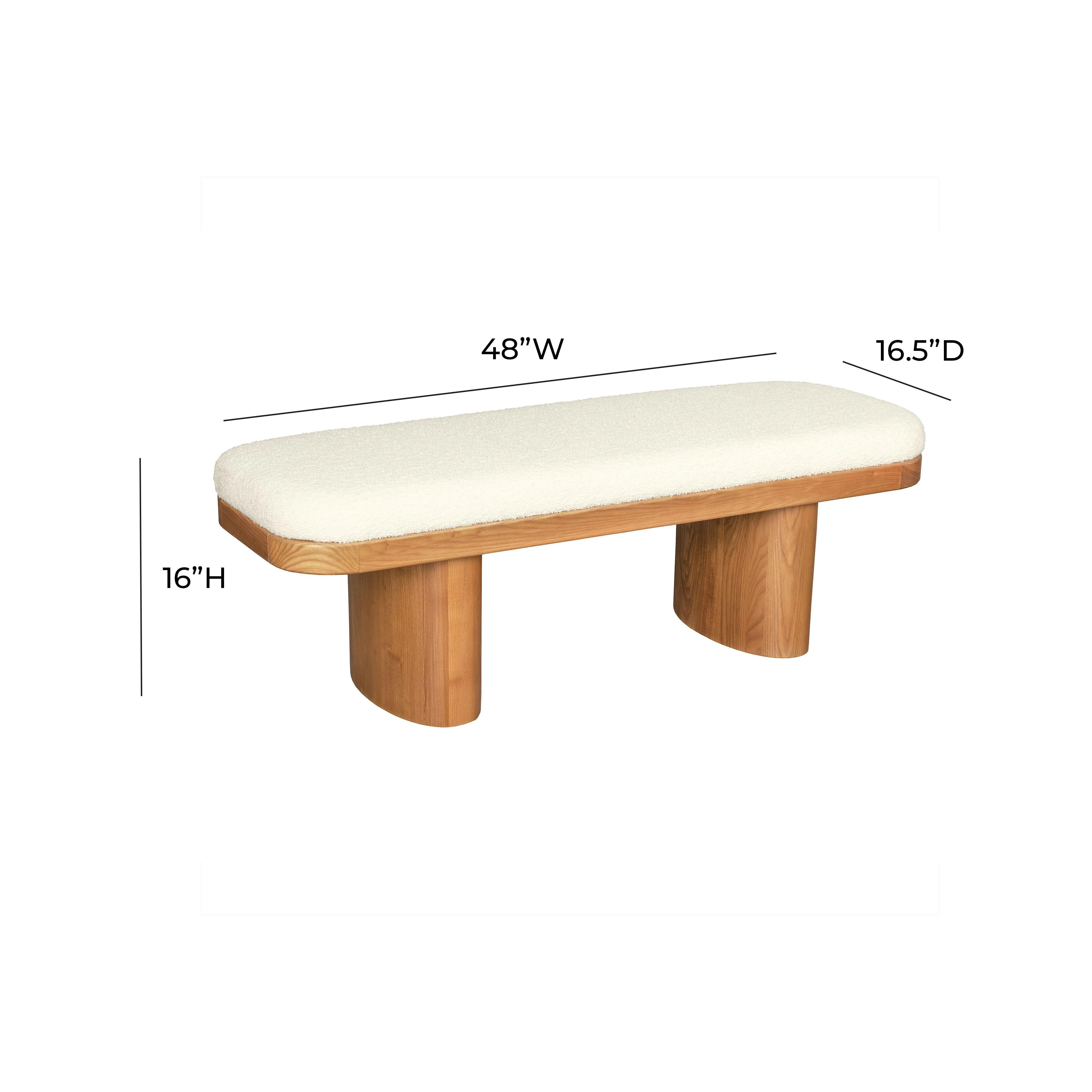 Ollie White Performance Boucle Wooden Bench - Image 6