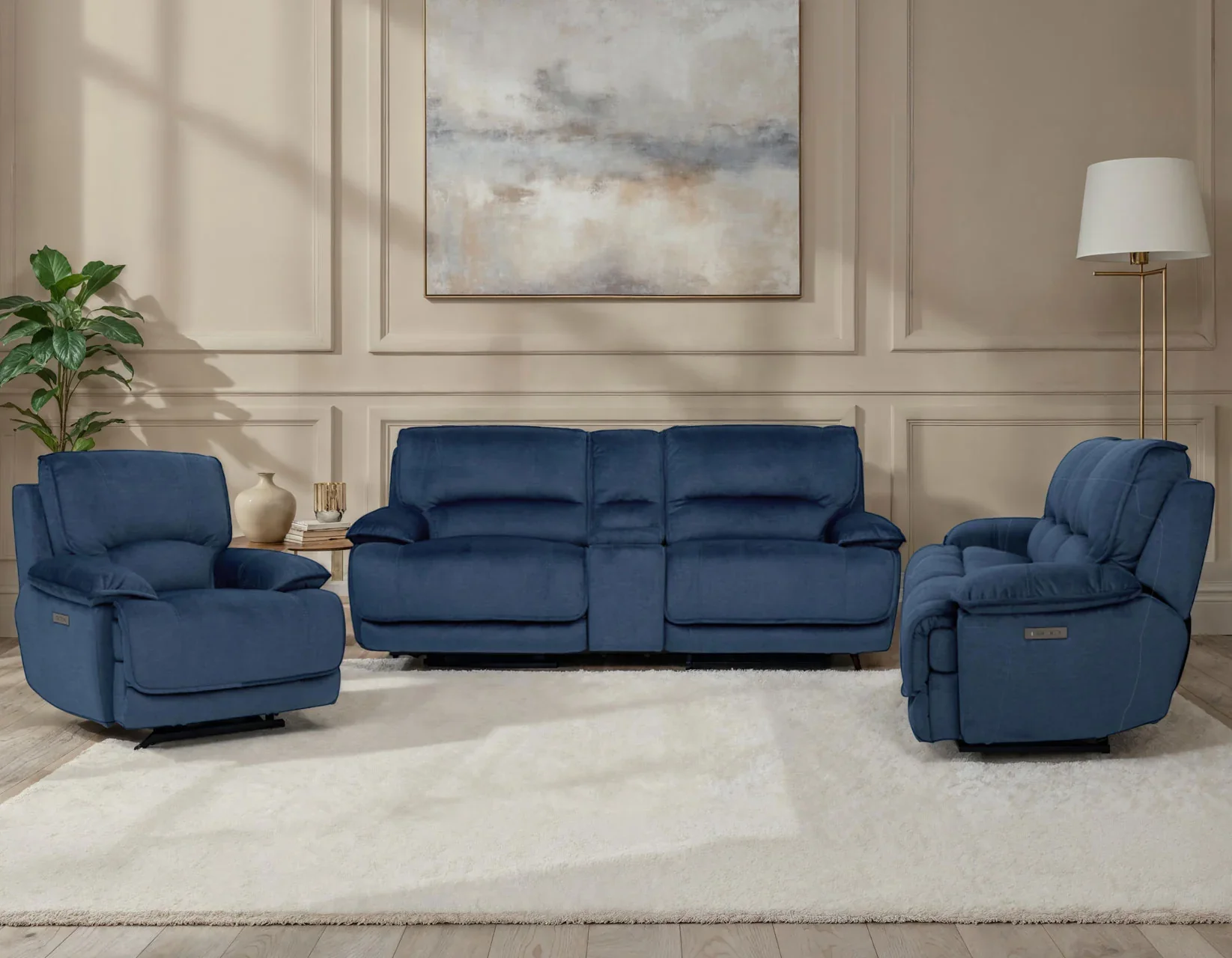 Olsen Indigo Dual-Power Zero-Gravity Reclining Set