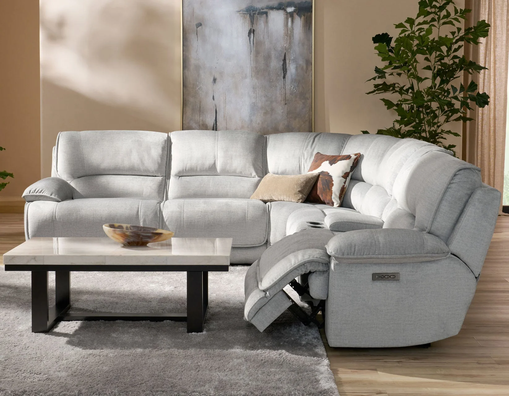 Olsen Silver 6-Piece Dual-Power Zero-Gravity Reclining Sectional