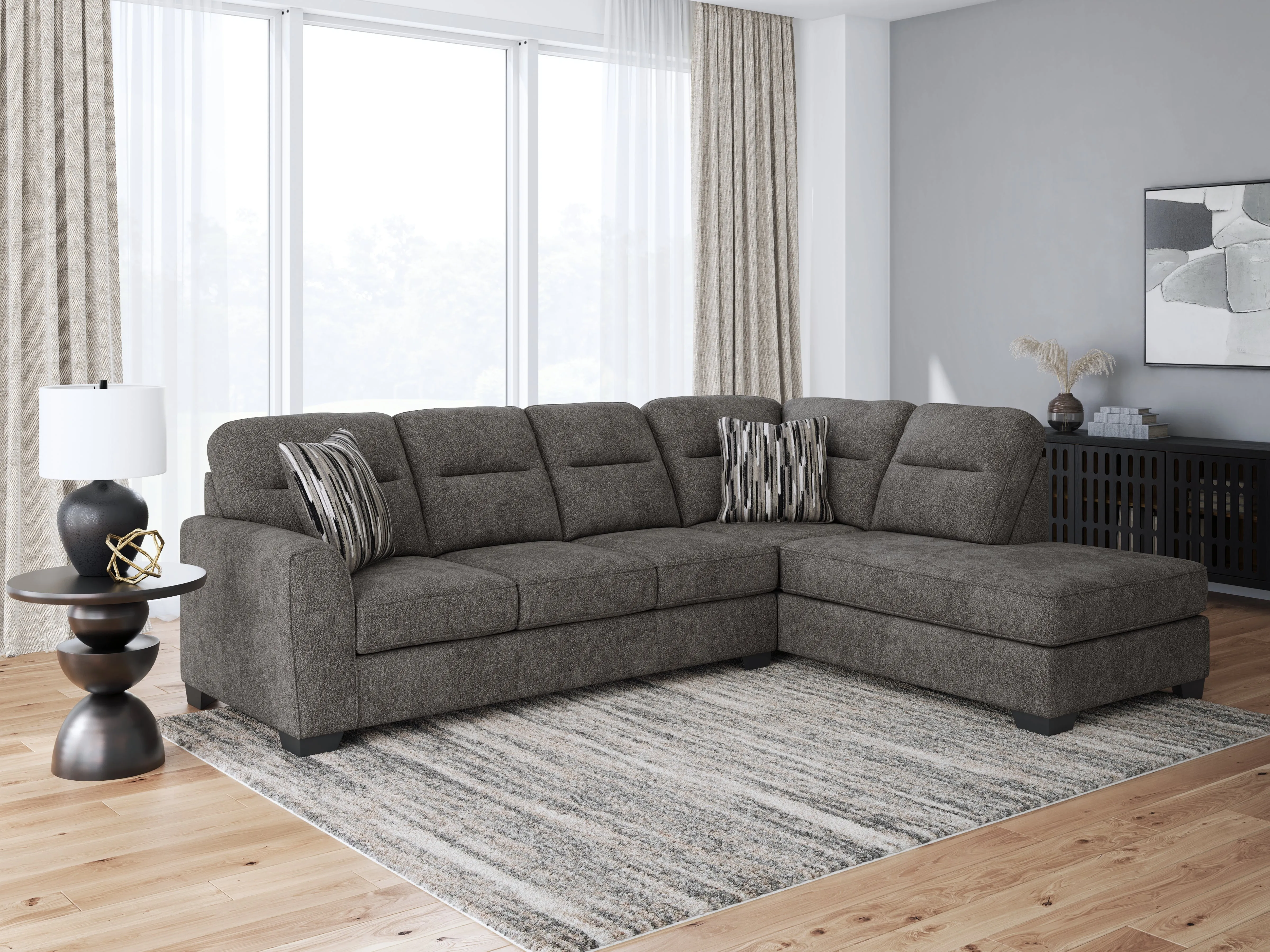 Olten Graphite 2-Piece Sectional with RAF Chaise