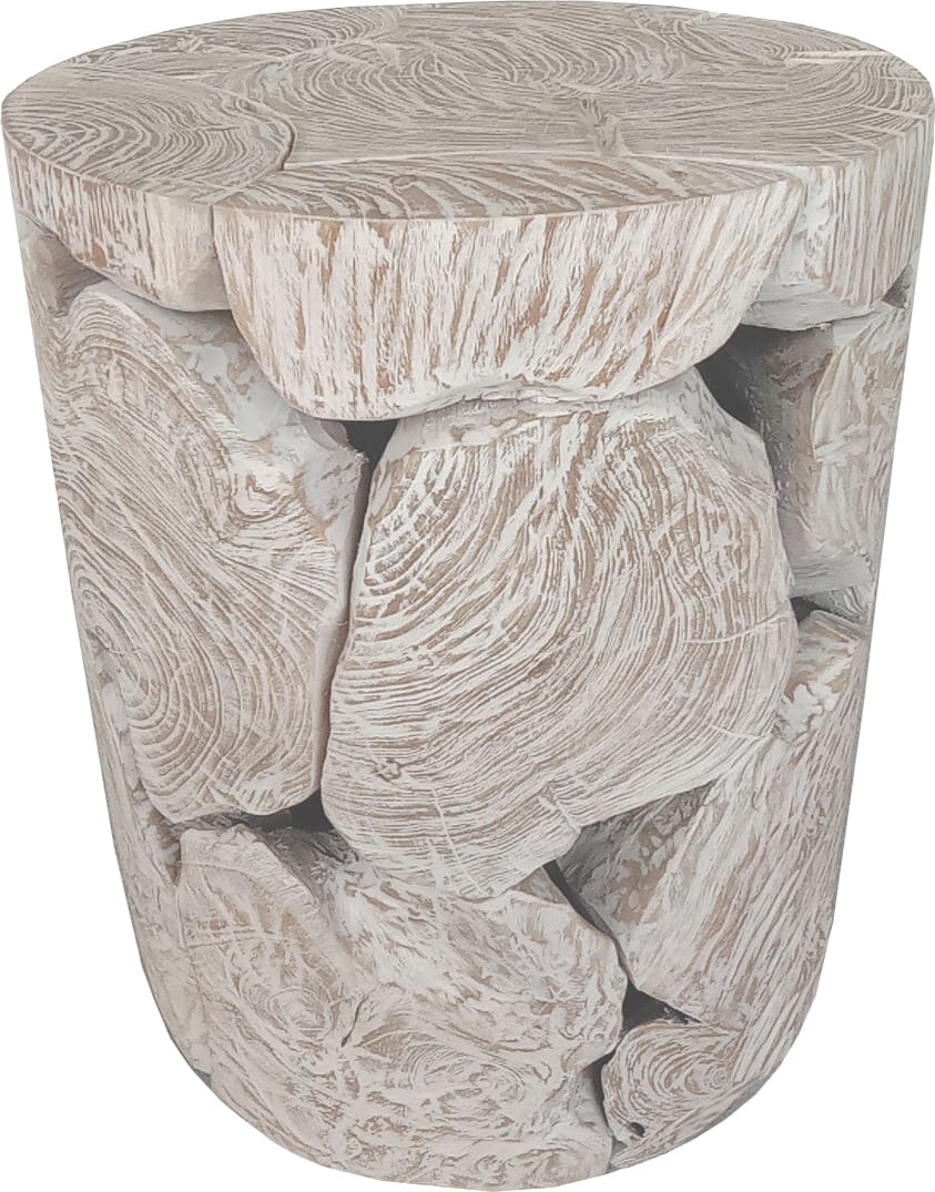 One Bleached Teak Teak Slice Round End Table - Image 3