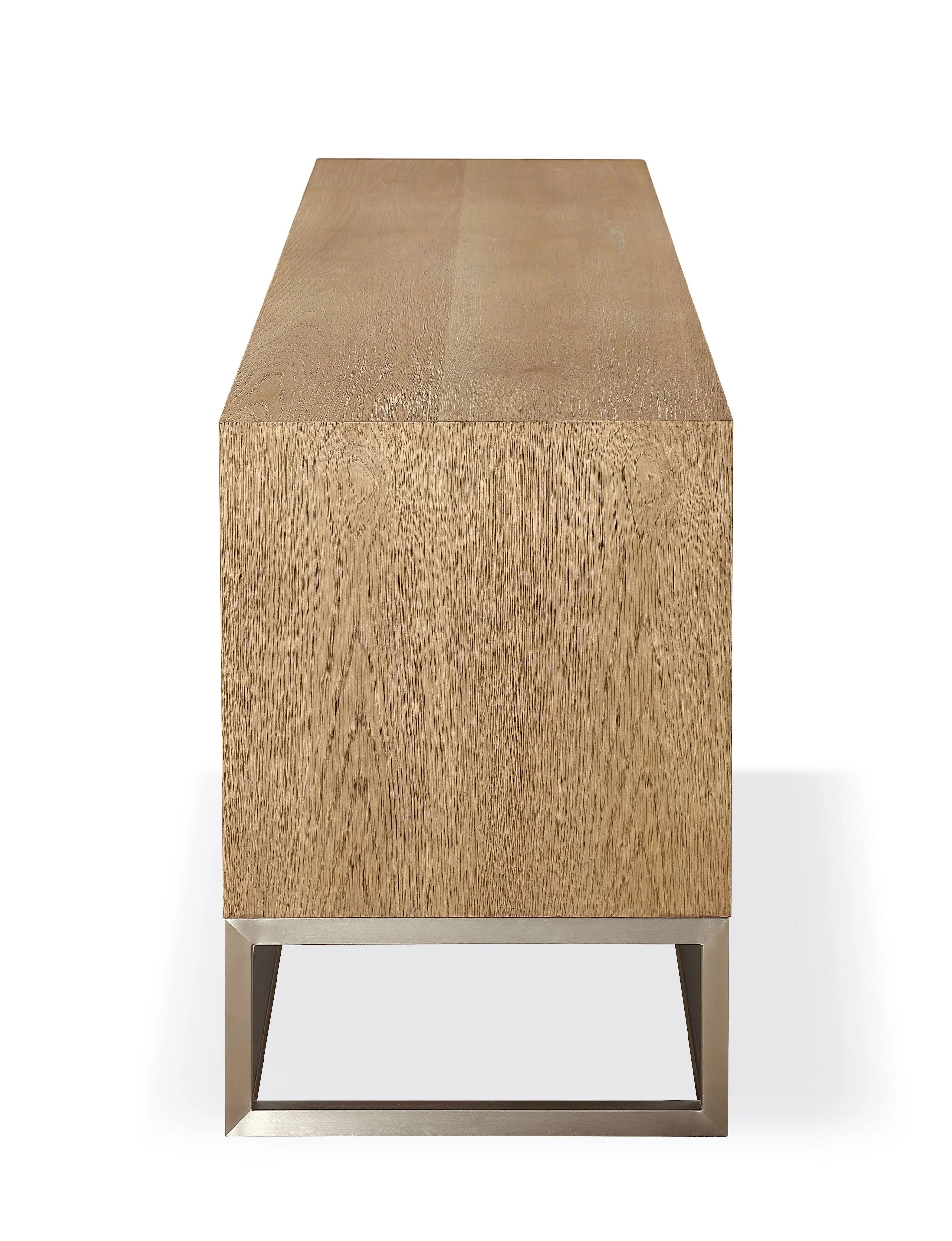 One Coastal Modern 74 inch TV Console in Brushed Stainless Steel and Bisque - Image 4