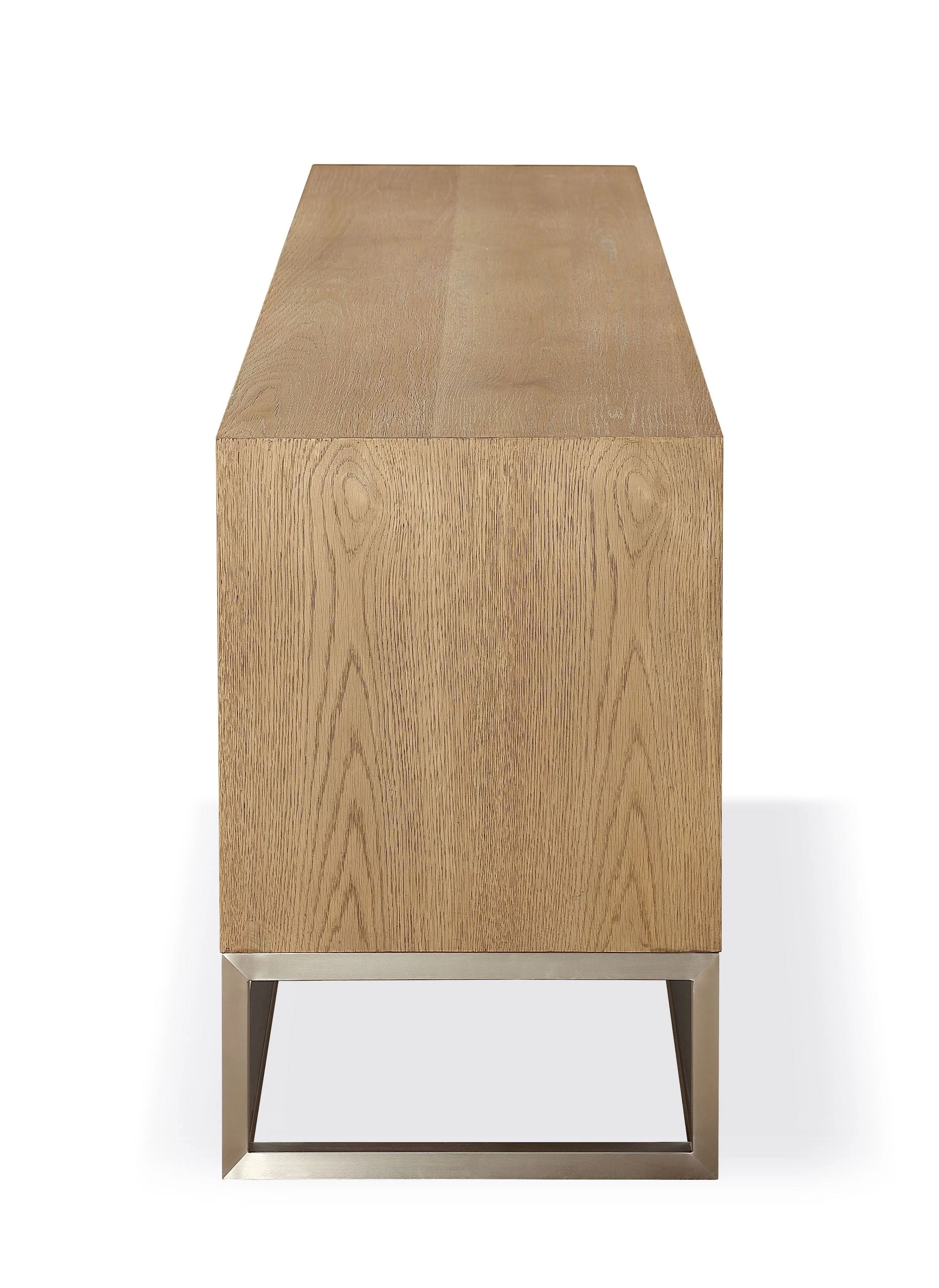 One Coastal Modern 84 inch TV Console in Brushed Stainless Steel and Bisque - Image 4