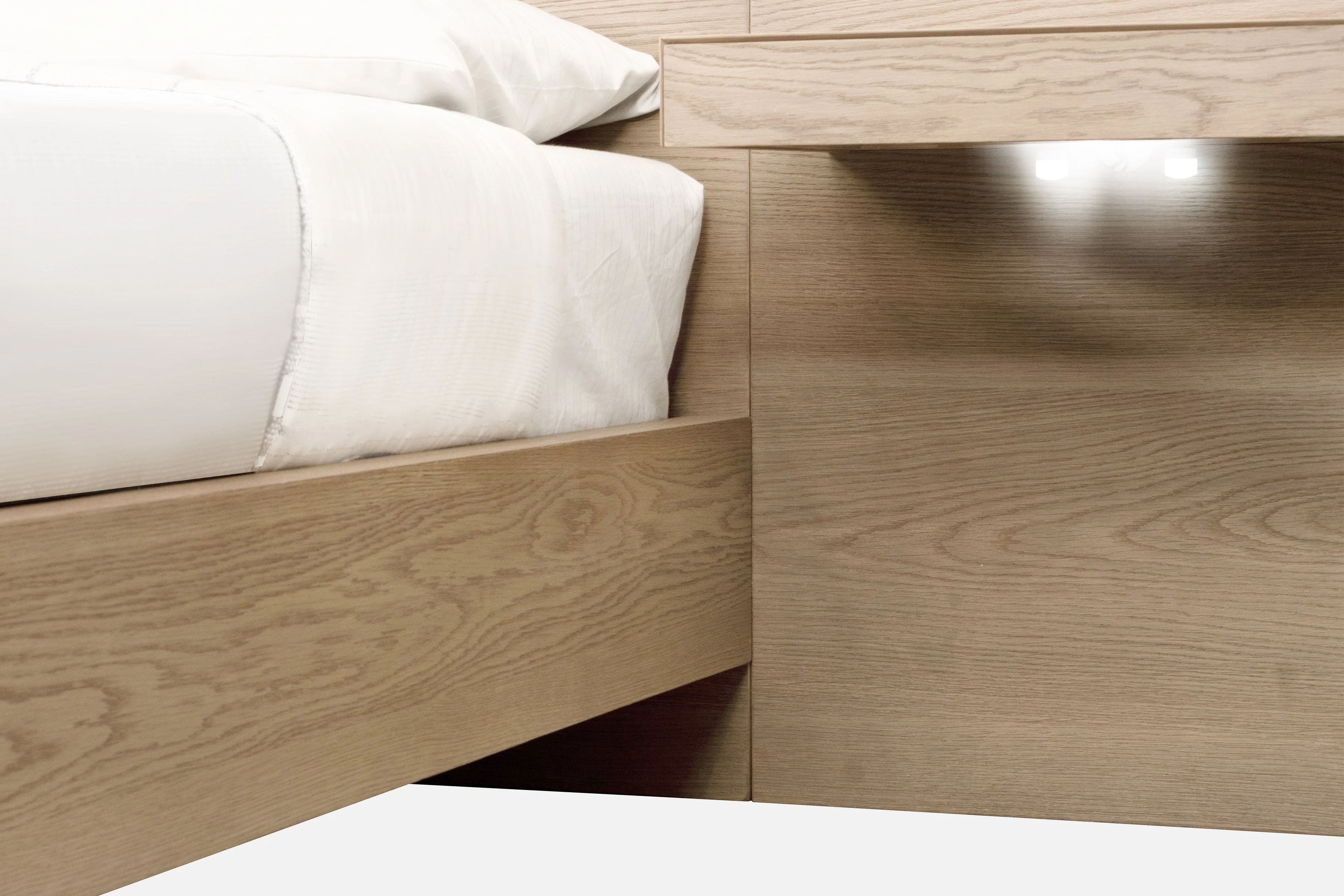 One Coastal Modern Live Edge Full Wall Bed with Floating Nightstands in Bisque - Image 8