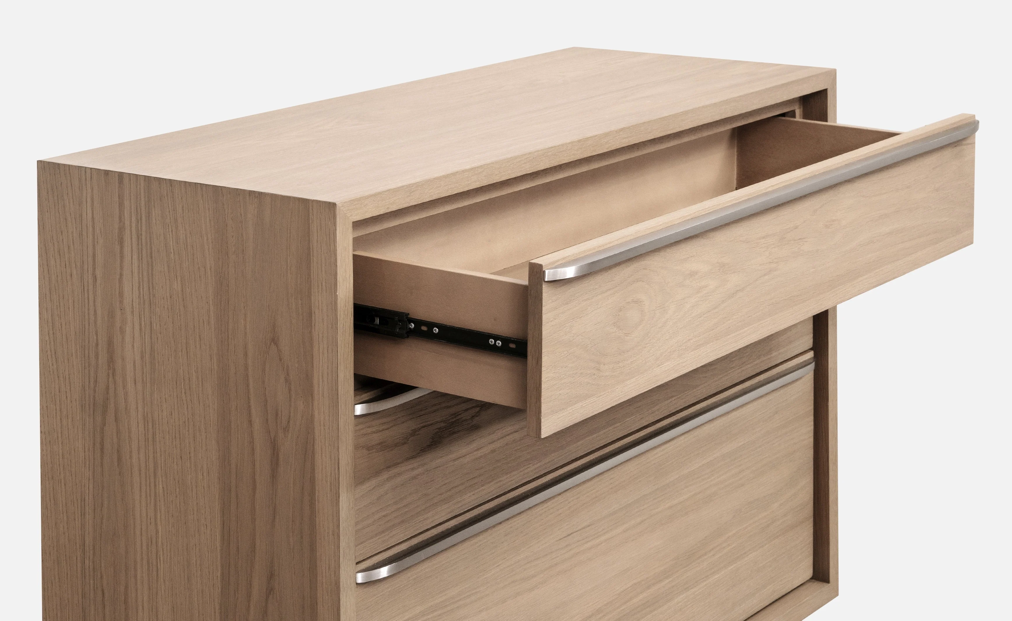 One Coastal Modern Three Drawer USB-charging Nightstand in Bisque - Image 4