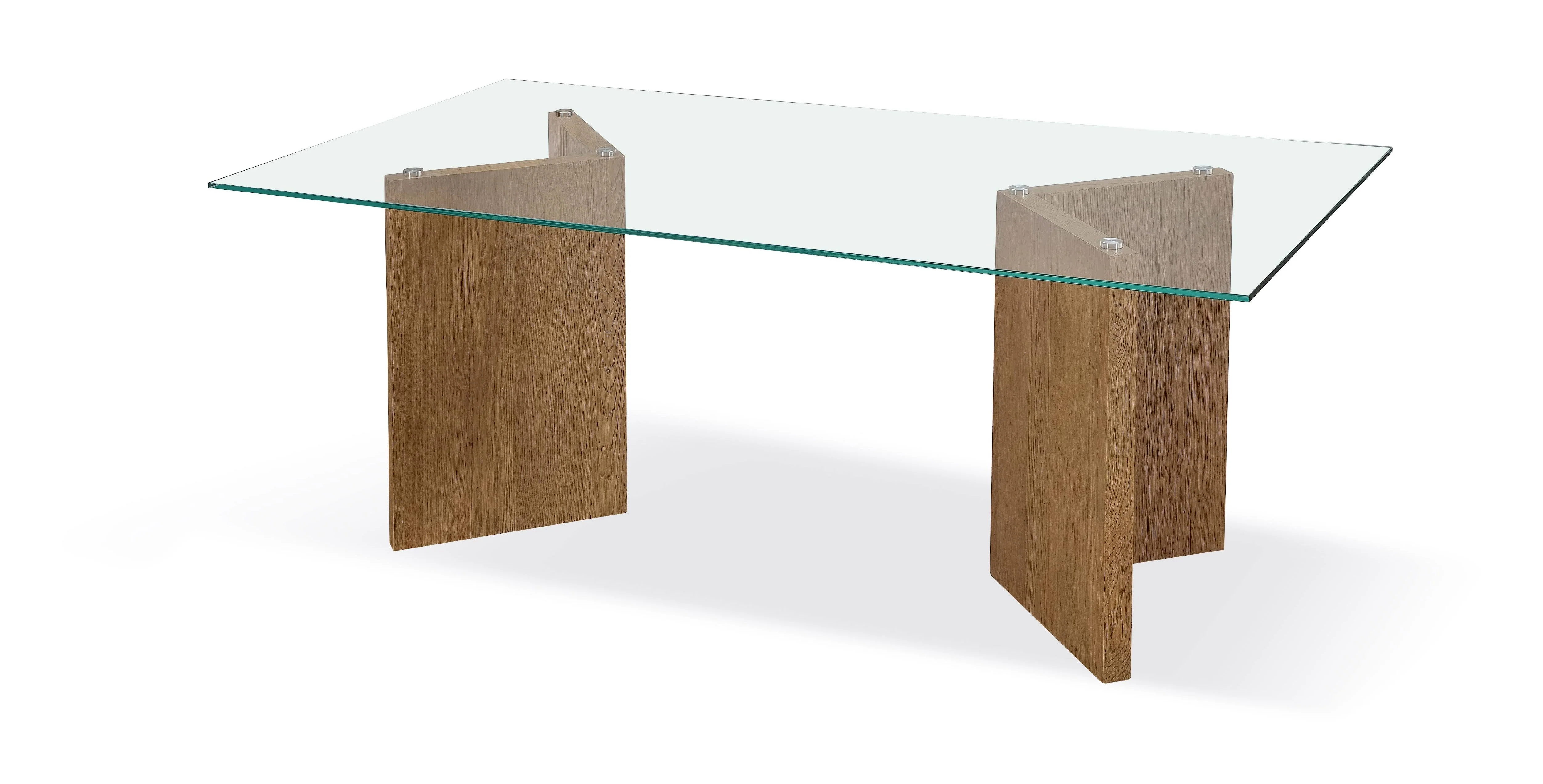 One Modern Coastal Glass Top Dining Table in White Oak - Image 2