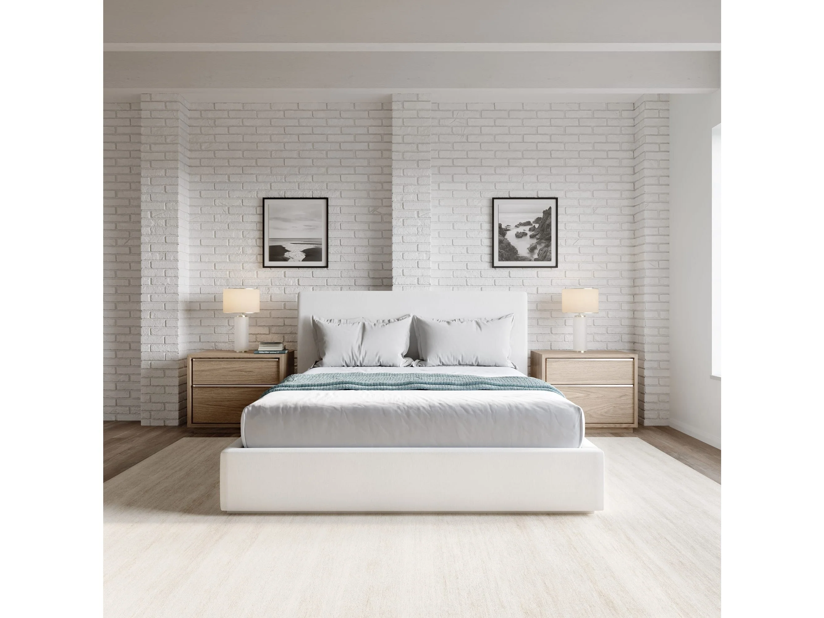 One Pearl California King Upholstered Footboard Storage Bed