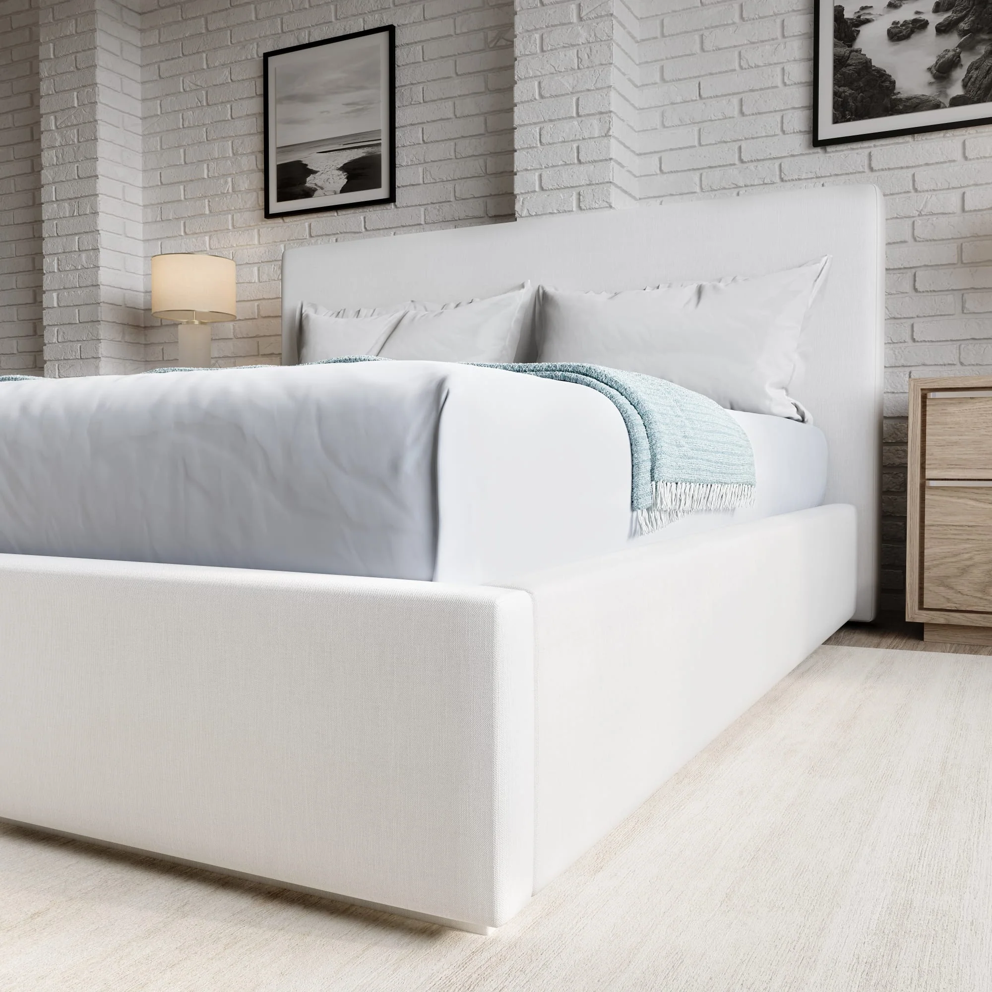 One Pearl King Upholstered Footboard Storage Bed - Image 3