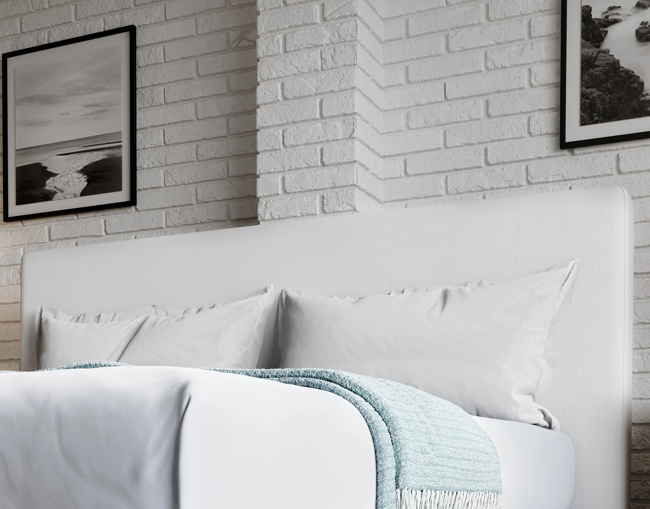 One Upholstered Modern Headboard in Pearl - Image 2