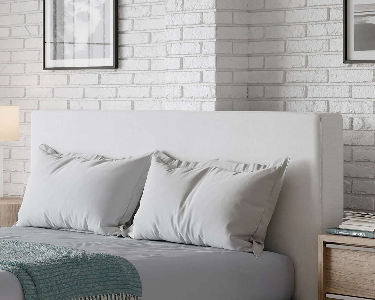 One Upholstered Modern Headboard in Pearl - Image 3