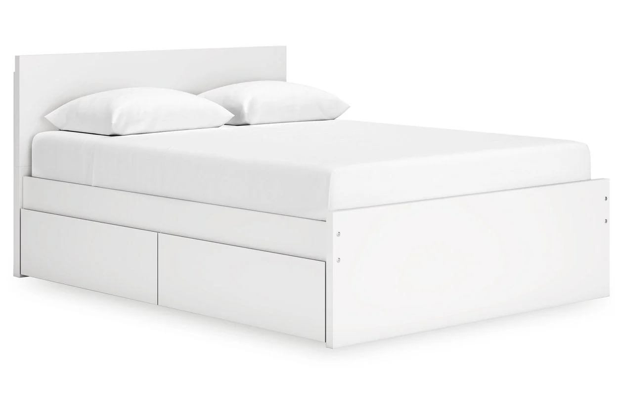 Onita White Queen Storage Platform Bed with 2 Drawers