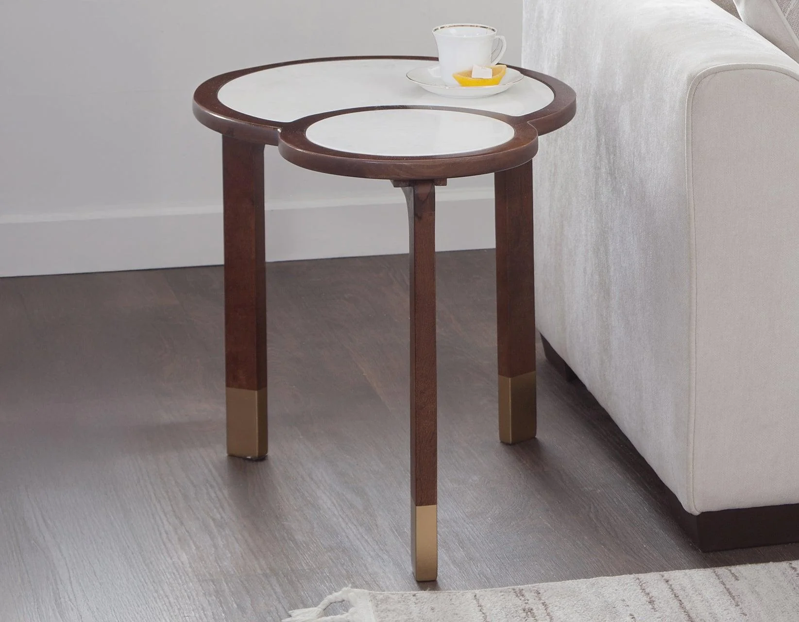 Oormi 3-Piece Banswara White Marble Inlay Table Set - Image 2