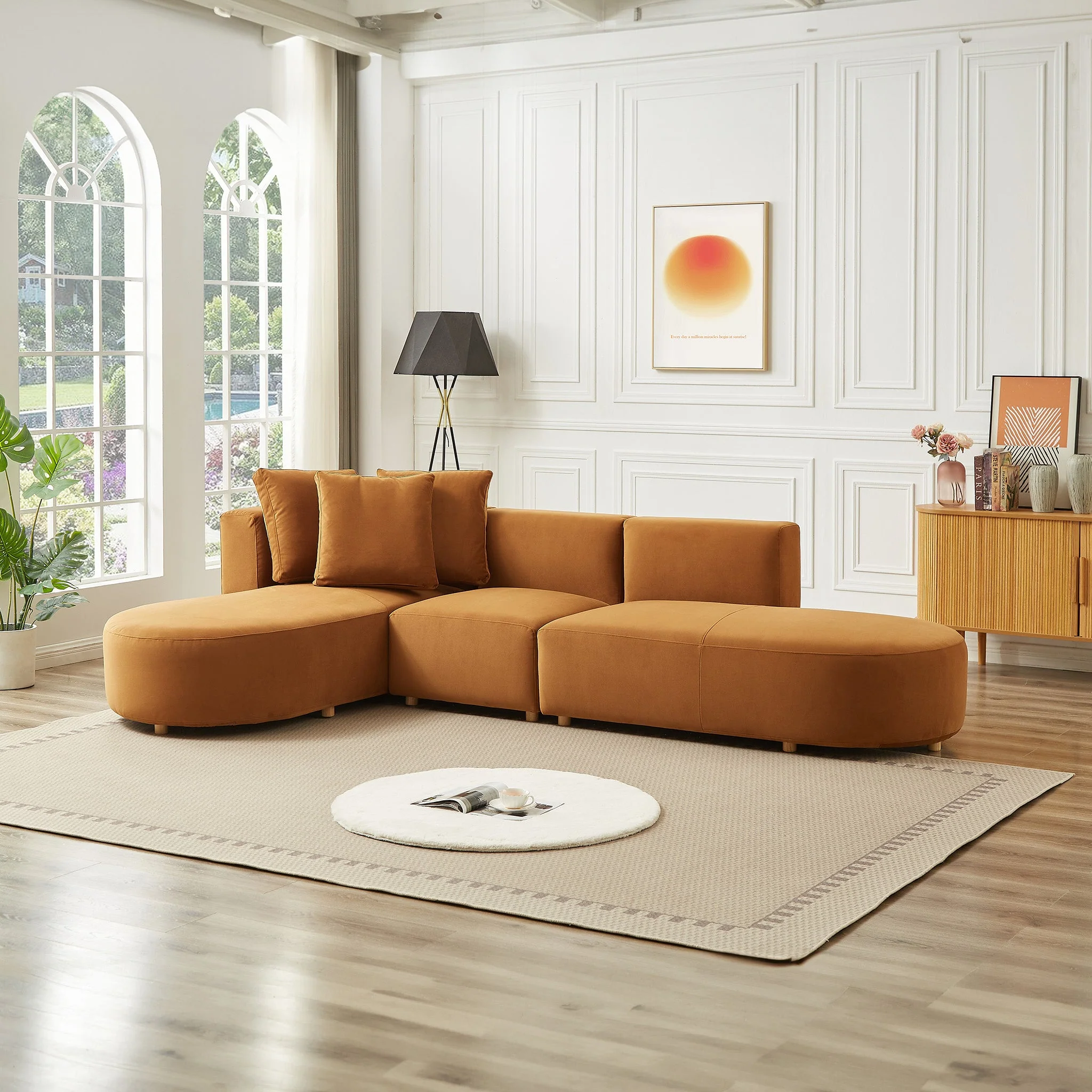 Orby  Velvet Sectional Sofa Left Facing - Image 3