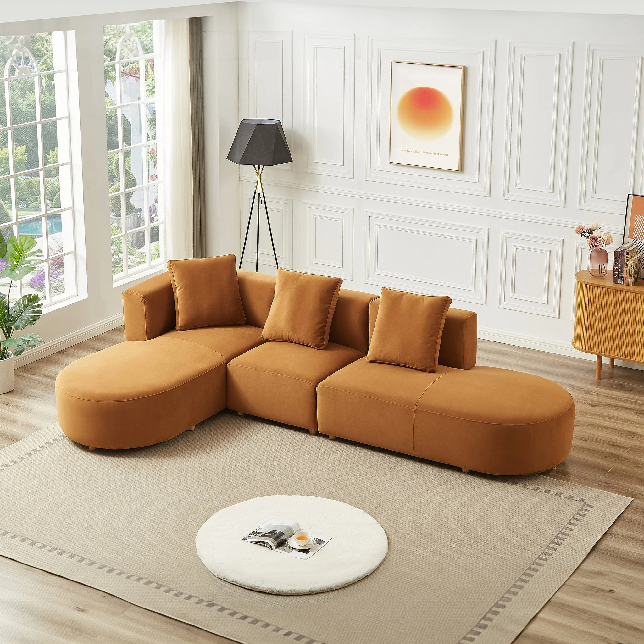 Orby  Velvet Sectional Sofa Left Facing - Image 4