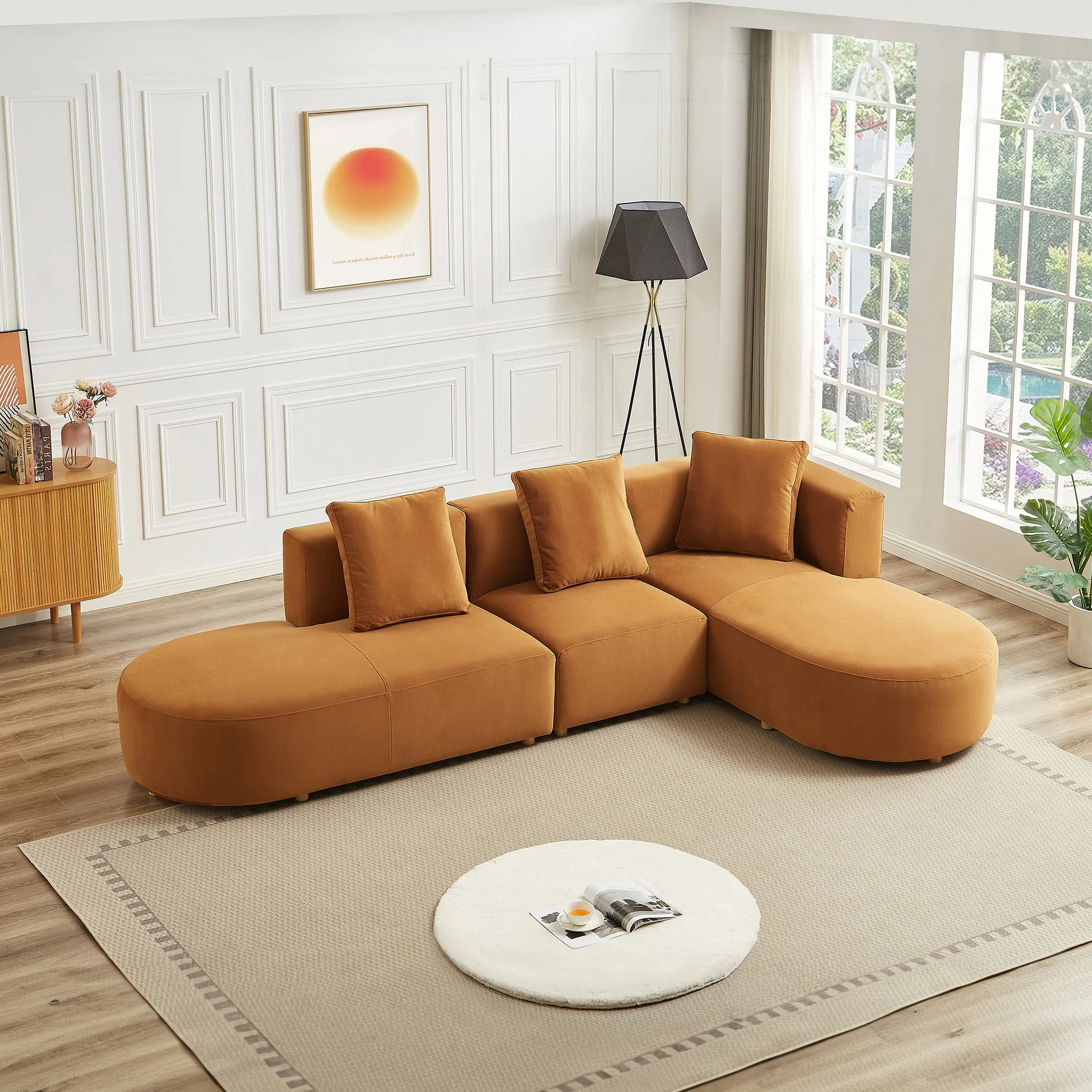 Orby  Velvet Sectional Sofa Right Facing - Image 4