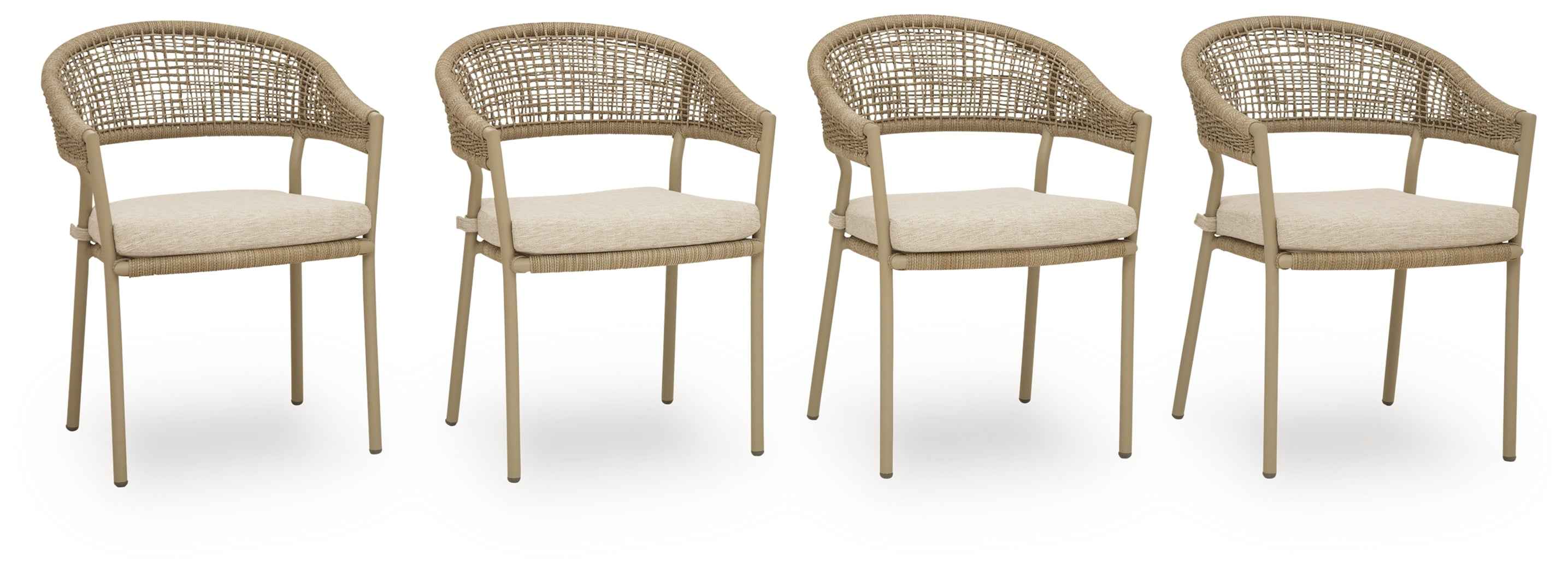Orchard Beach Beige Outdoor Arm Chair with Cushion (Set of 4) - Image 2