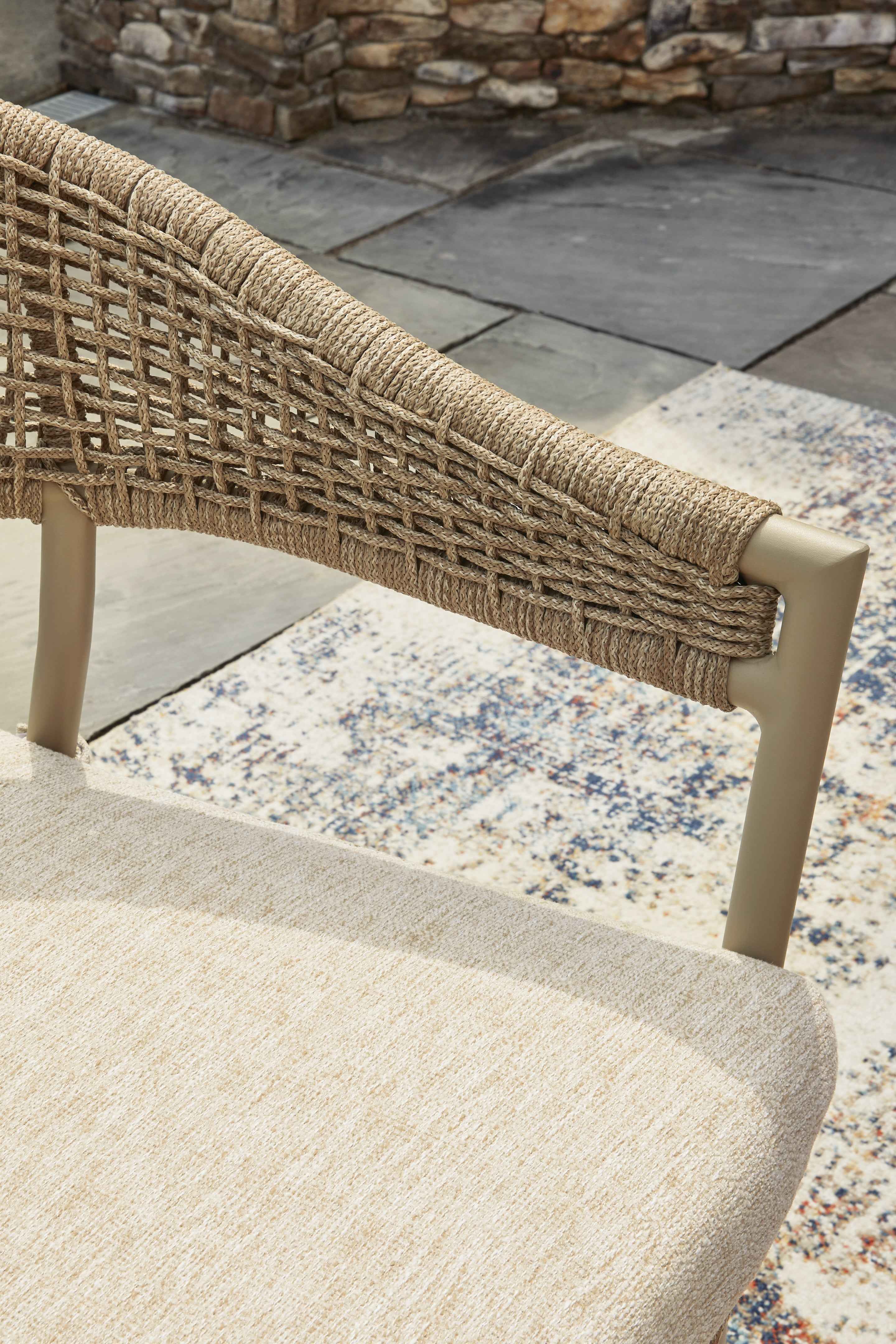 Orchard Beach Beige Outdoor Arm Chair with Cushion (Set of 4) - Image 5