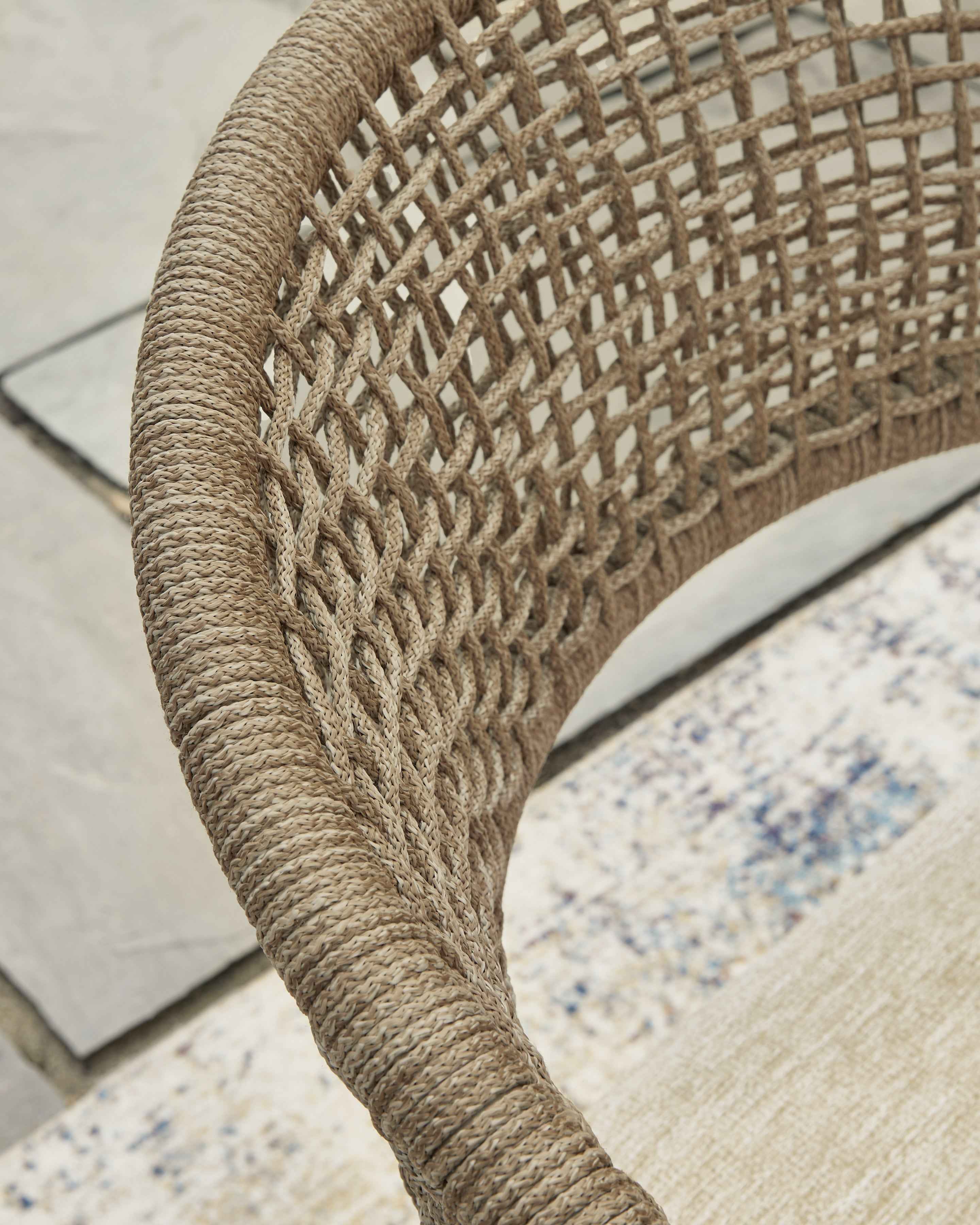 Orchard Beach Beige Outdoor Arm Chair with Cushion (Set of 4) - Image 6