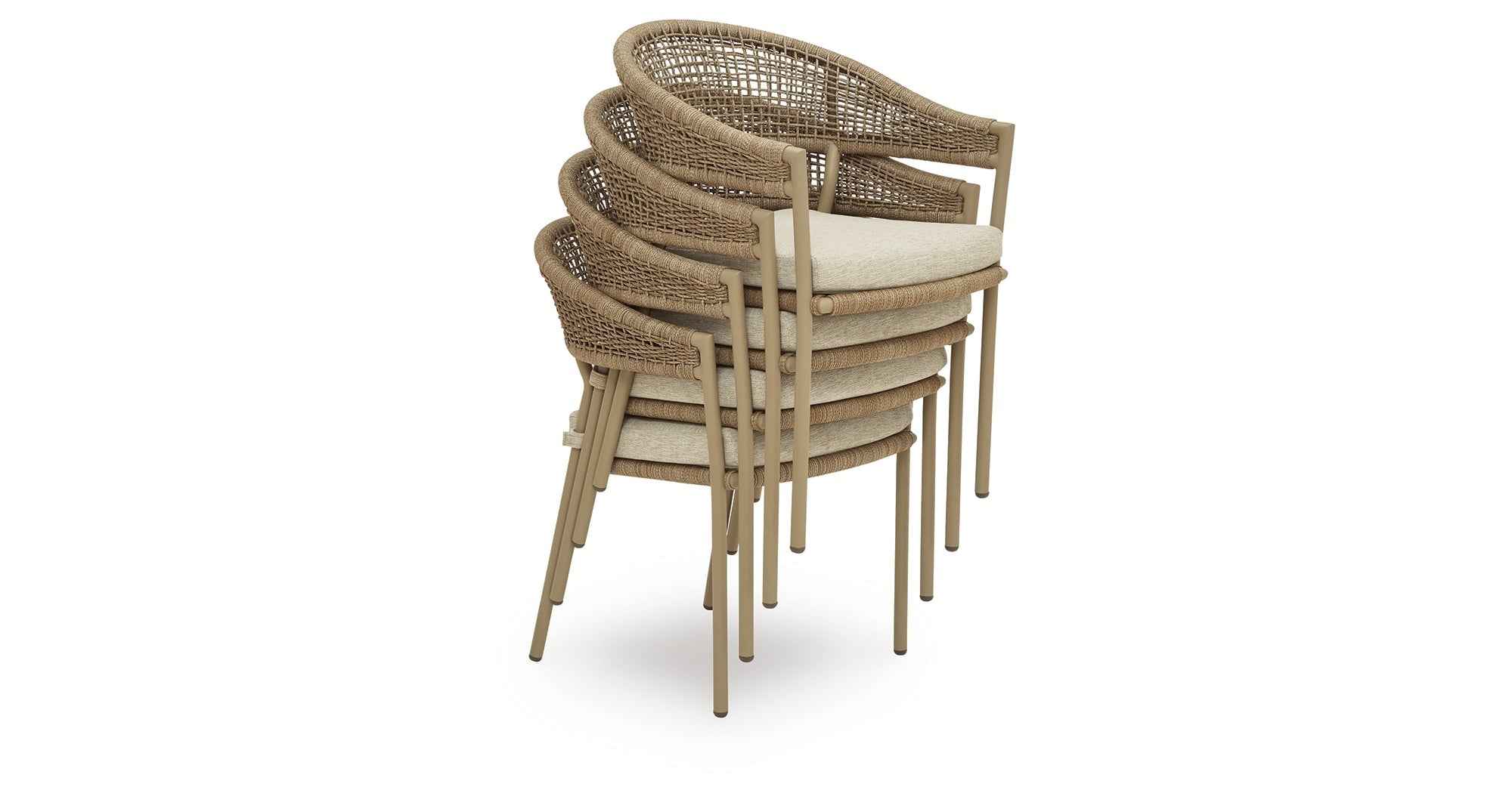 Orchard Beach Beige Outdoor Arm Chair with Cushion (Set of 4) - Image 8