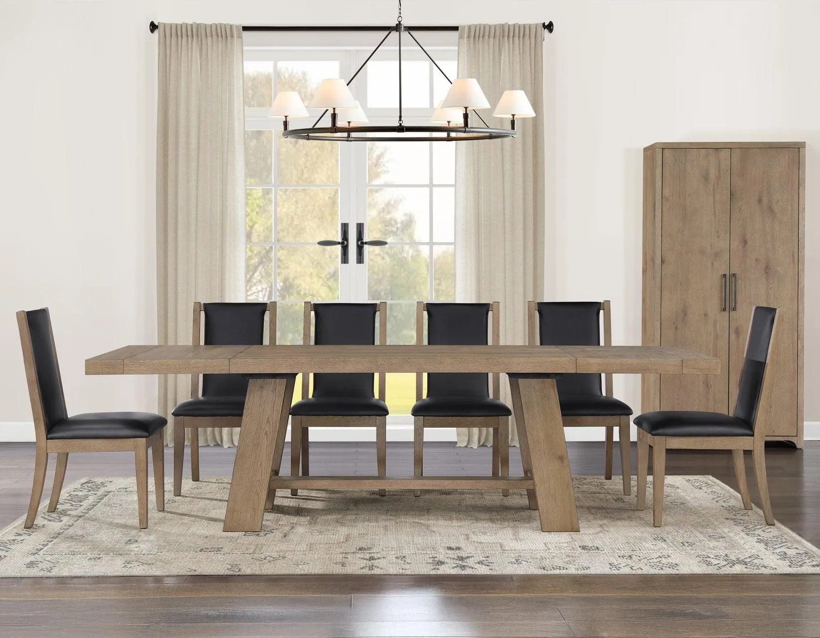 Orinda Rustic Solid Wood Side Chair, Brown Vegan Leather - Image 12