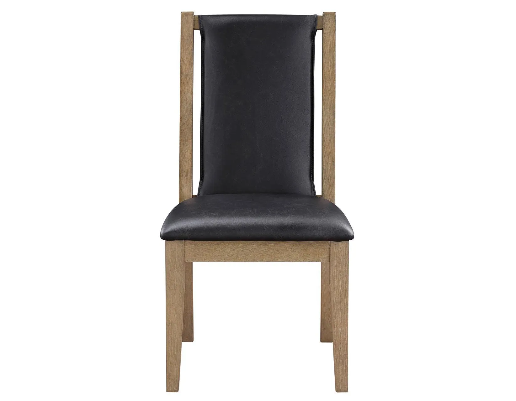 Orinda Rustic Solid Wood Side Chair, Brown Vegan Leather - Image 2