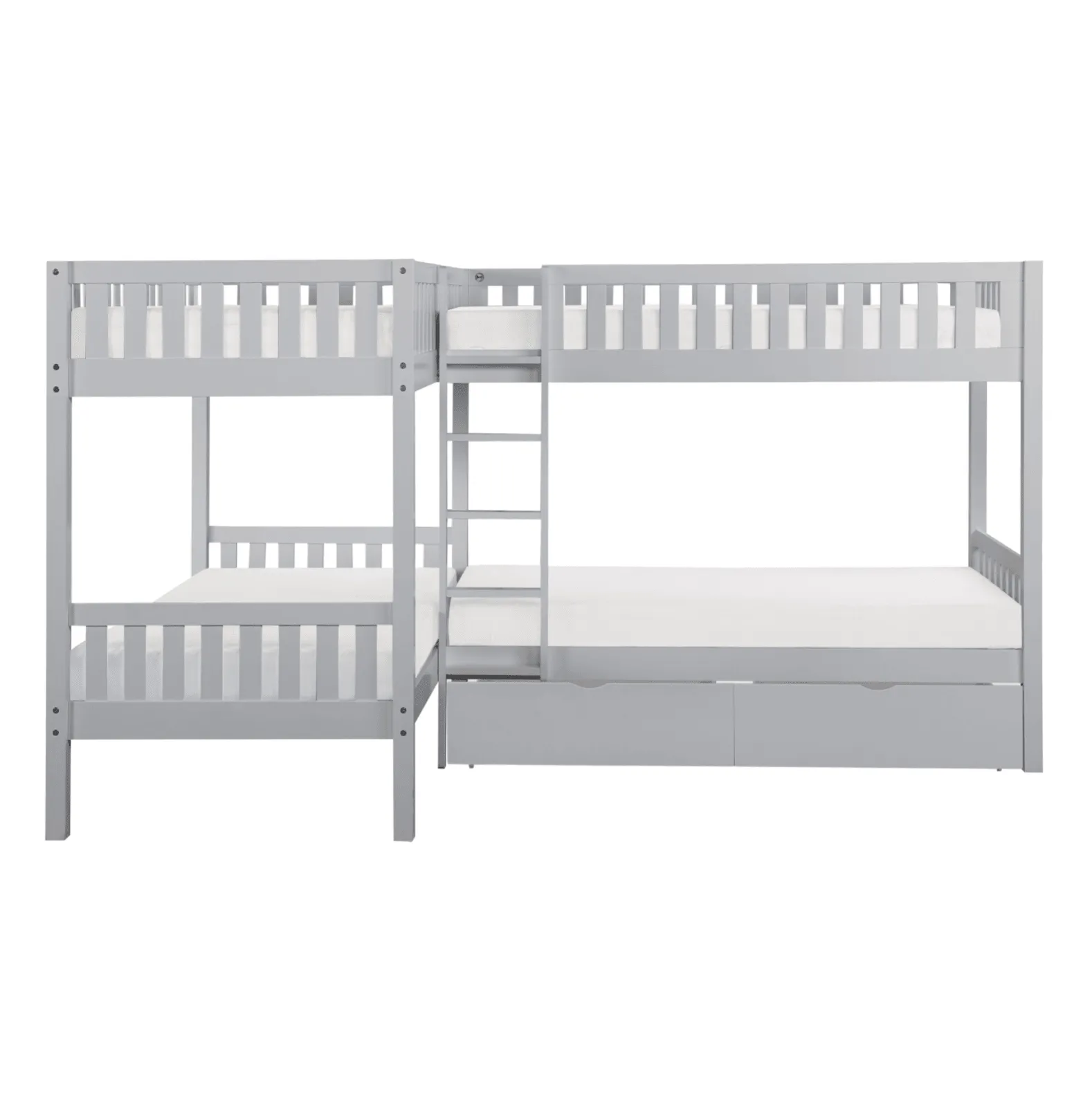 Orion Gray Twin Corner Bunk Bed with Storage Boxes - Image 4