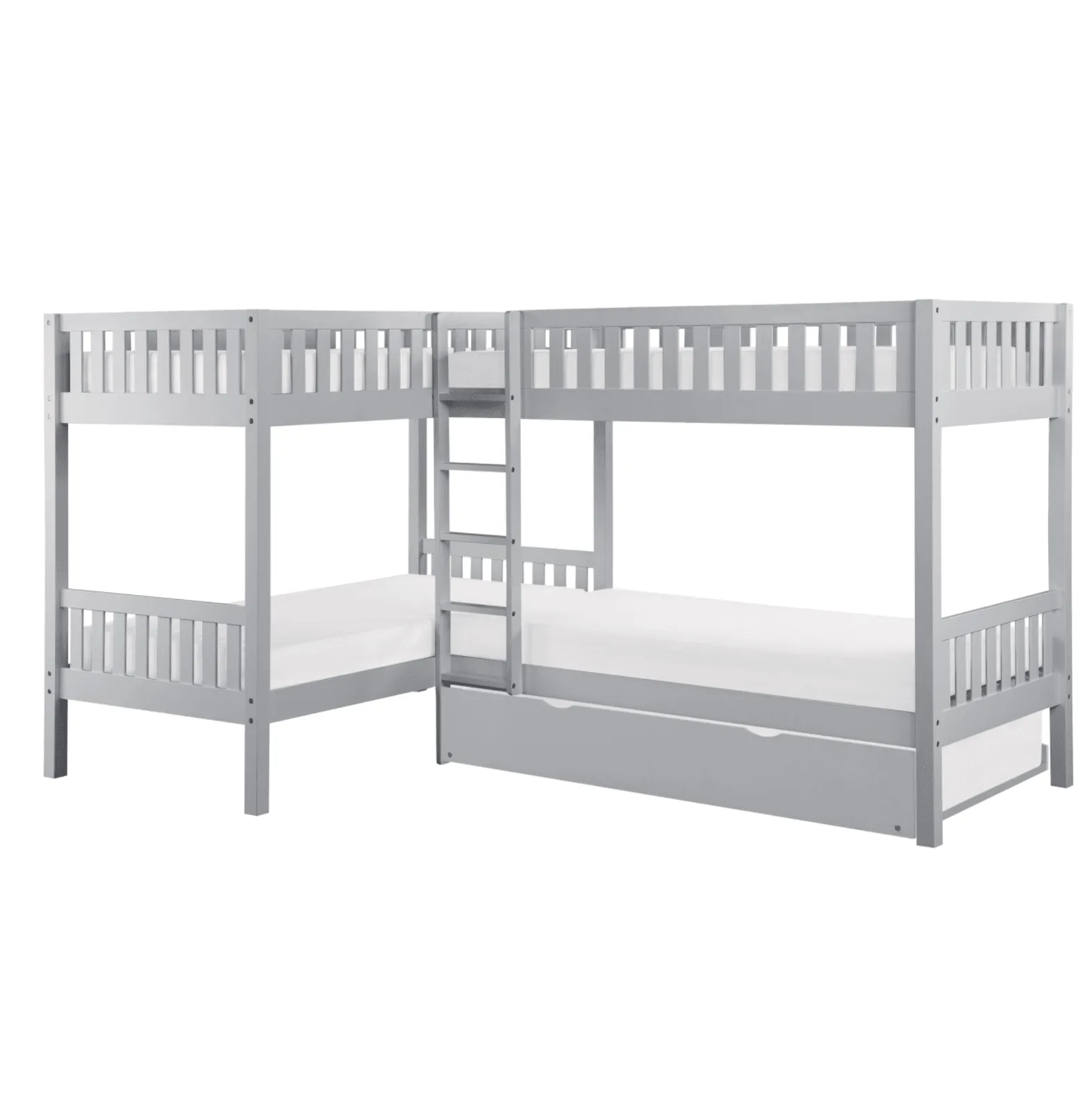 Orion Gray Twin Corner Bunk Bed with Twin Trundle - Image 3
