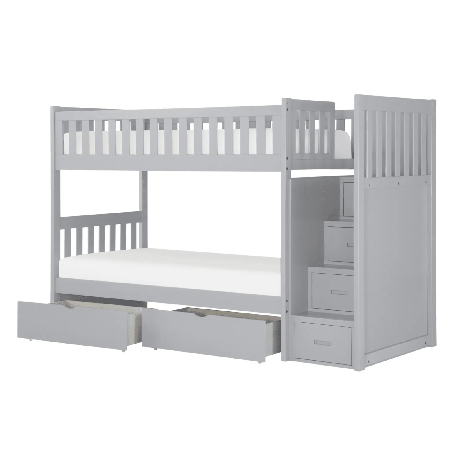 Orion Gray Twin/Twin Step Bunk Bed with Storage Boxes - Image 2