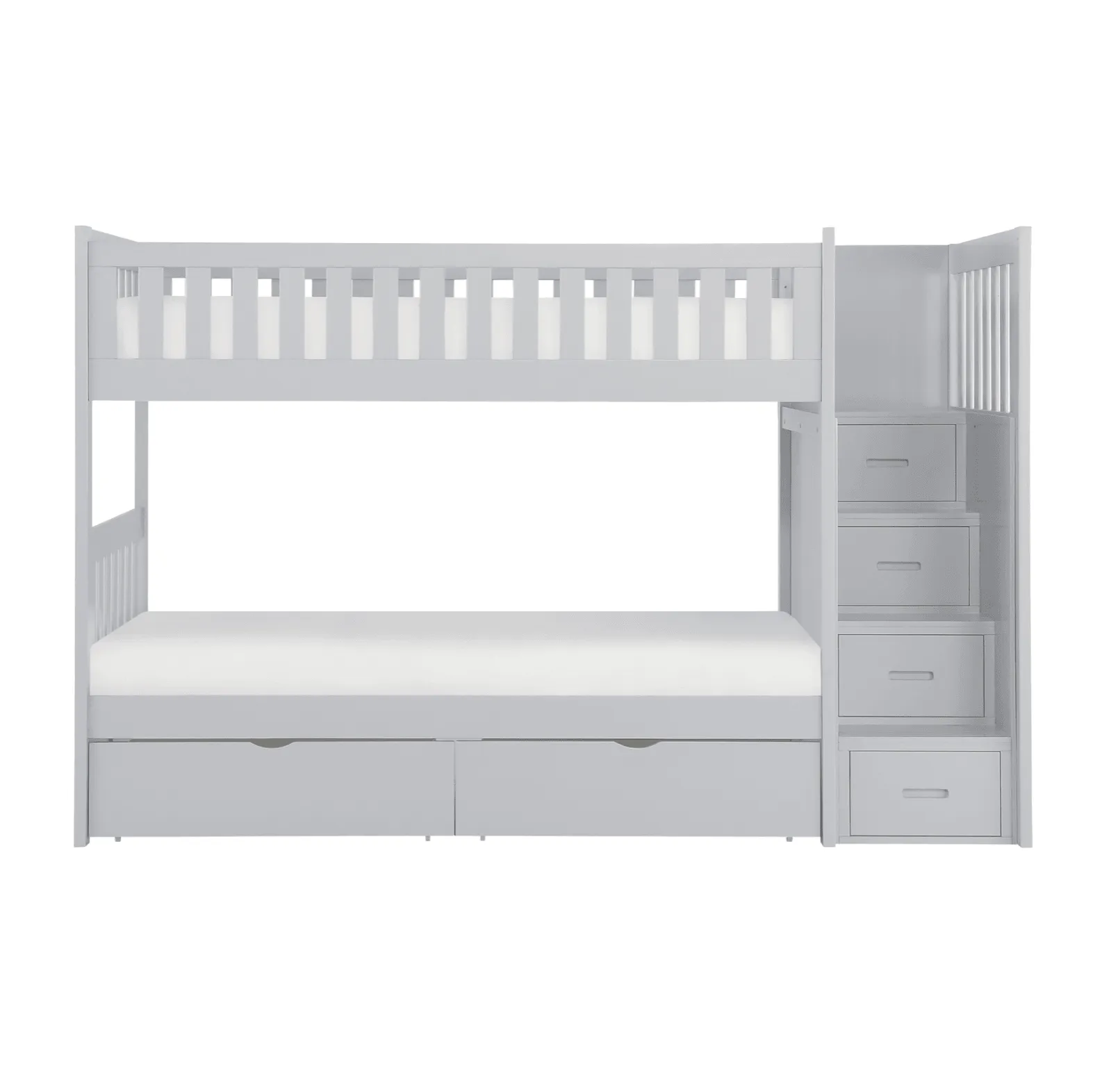 Orion Gray Twin/Twin Step Bunk Bed with Storage Boxes - Image 3