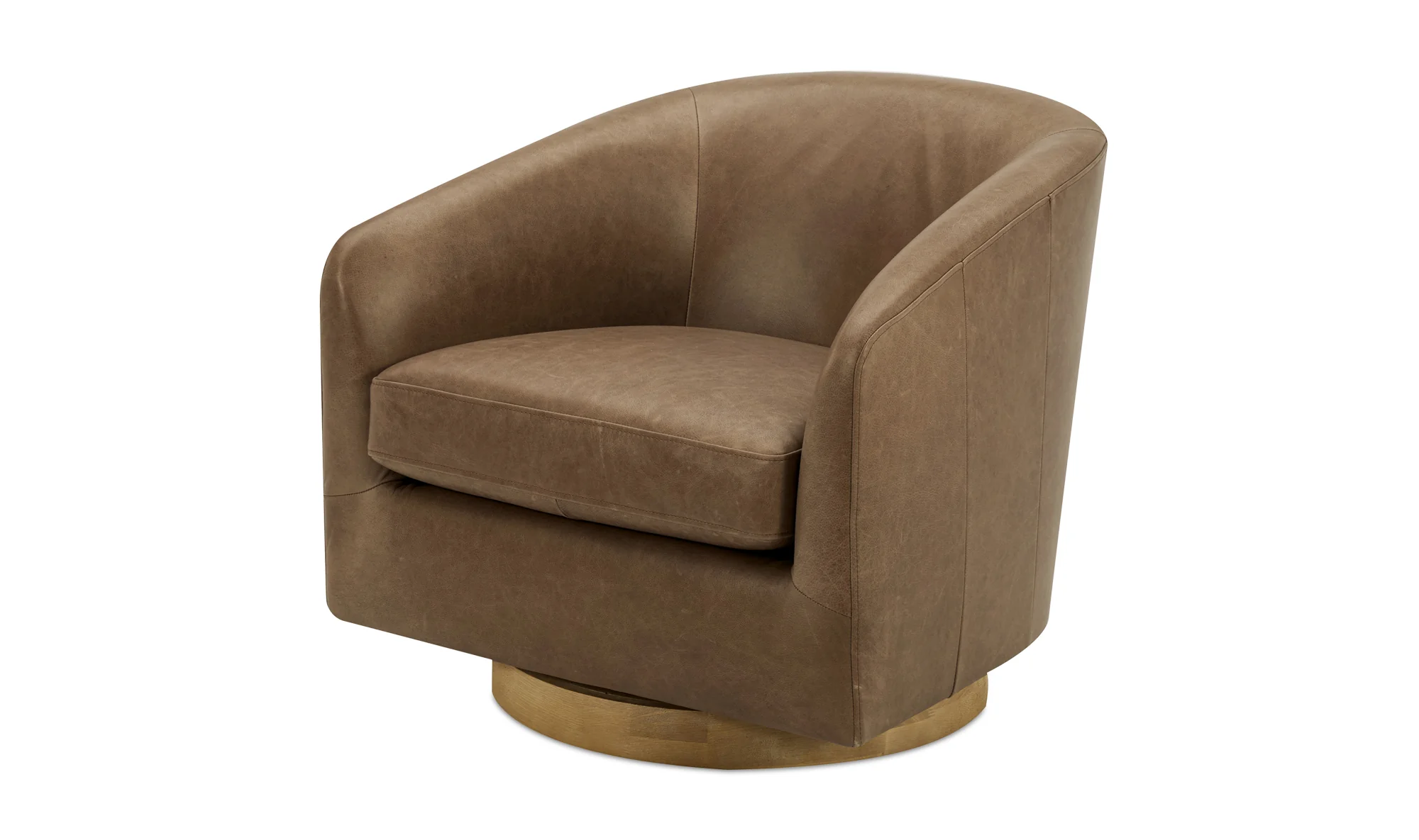 Oscy Leather Swivel Chair Tan - Image 3