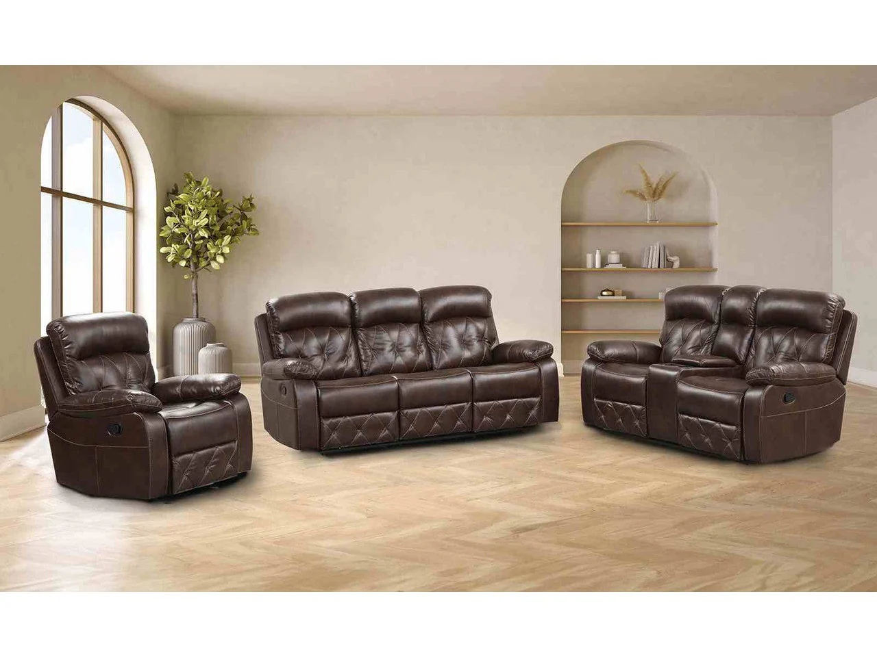 Osias Brown Sofa & Loveseat & Chair