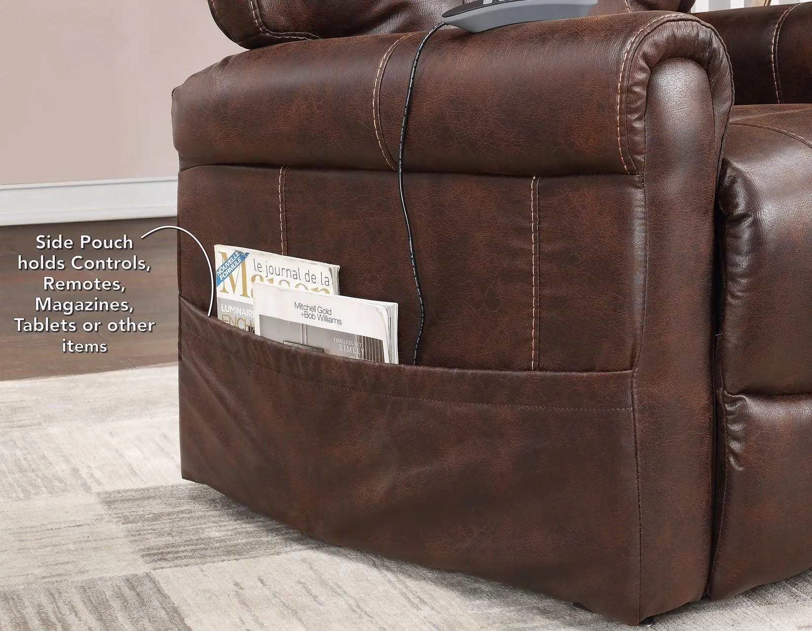 Ottawa Walnut Power Lift Chair with Heat and Massage - Image 17