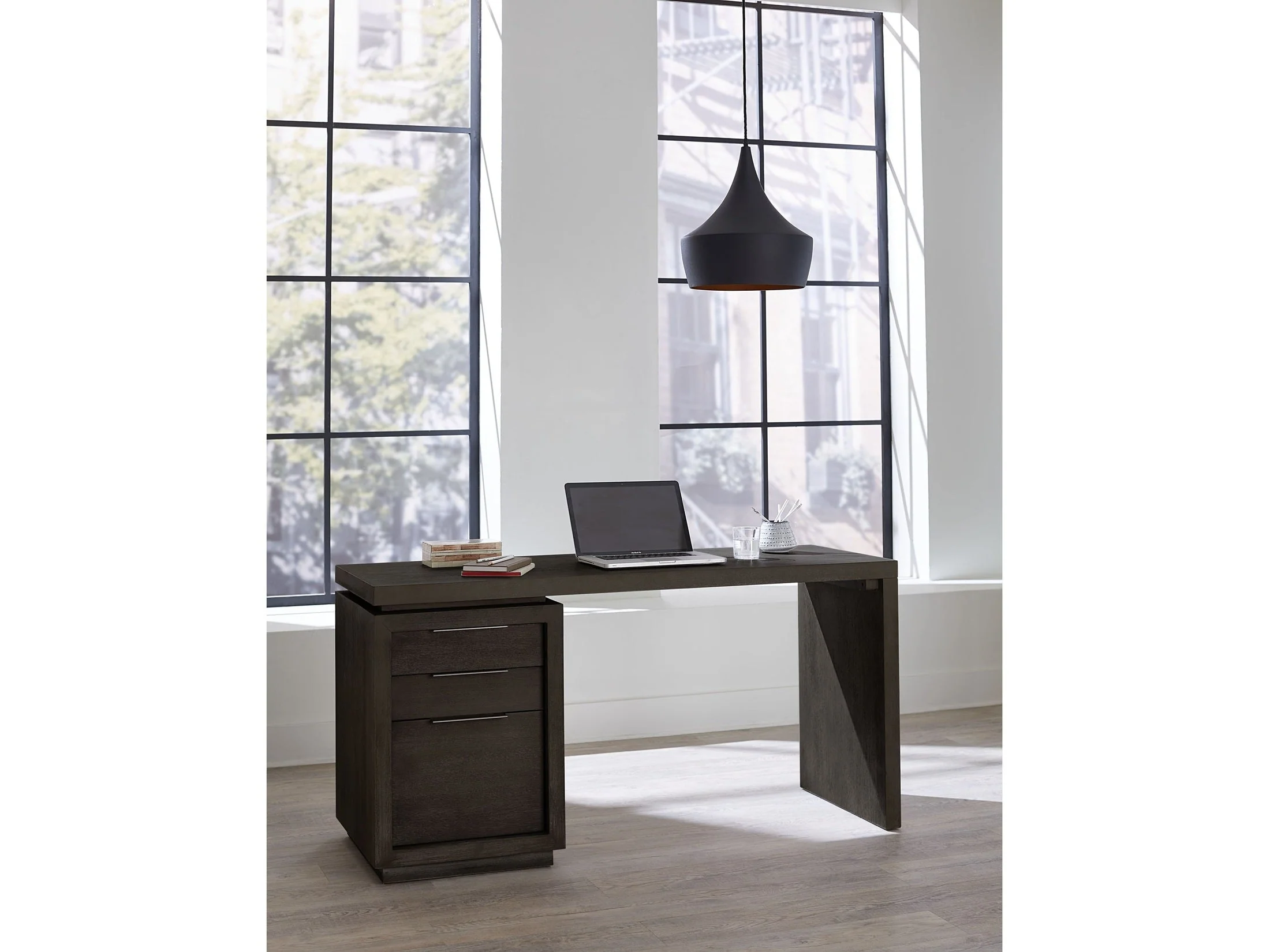 Oxford Single Pedestal Desk in Basalt Grey