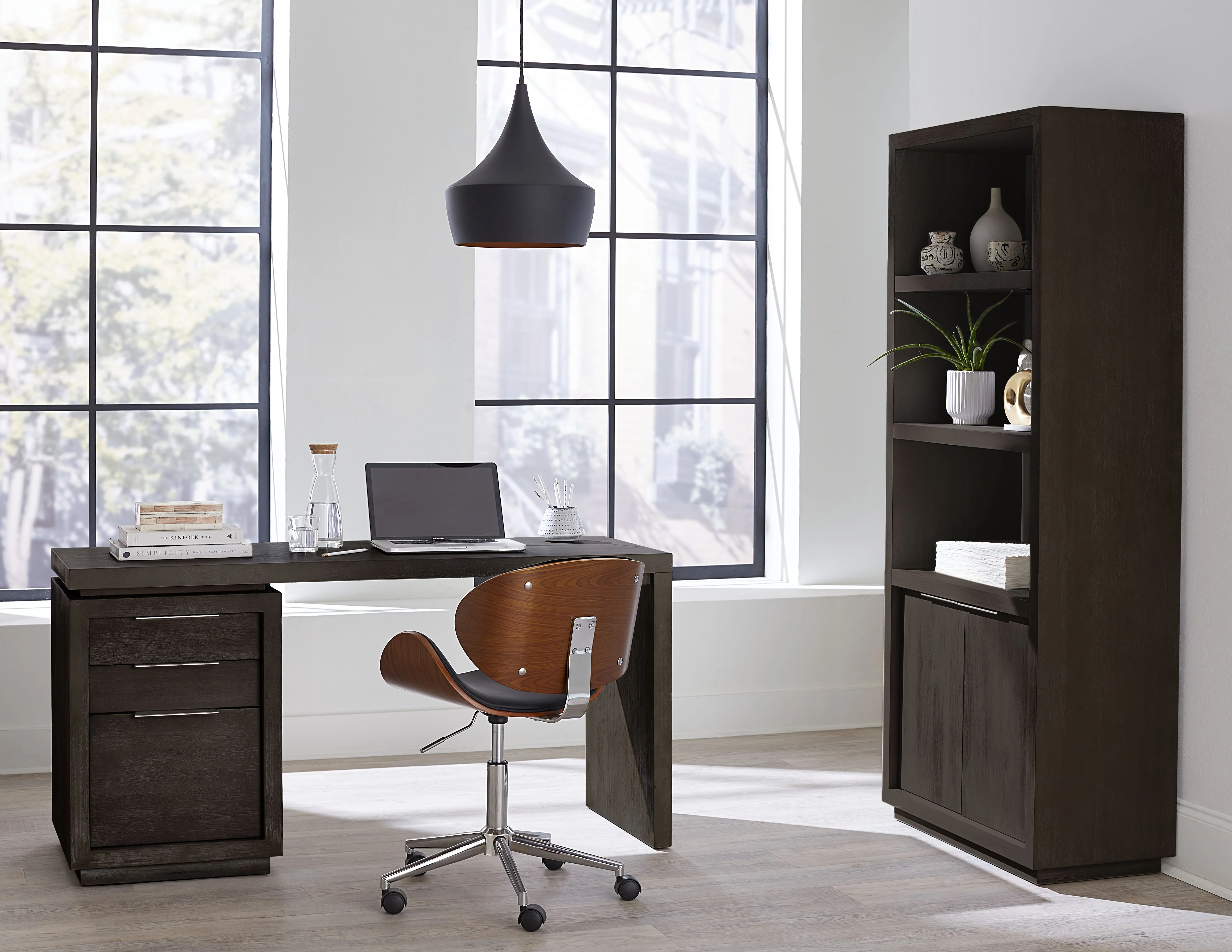 Oxford Single Pedestal Desk in Basalt Grey - Image 2