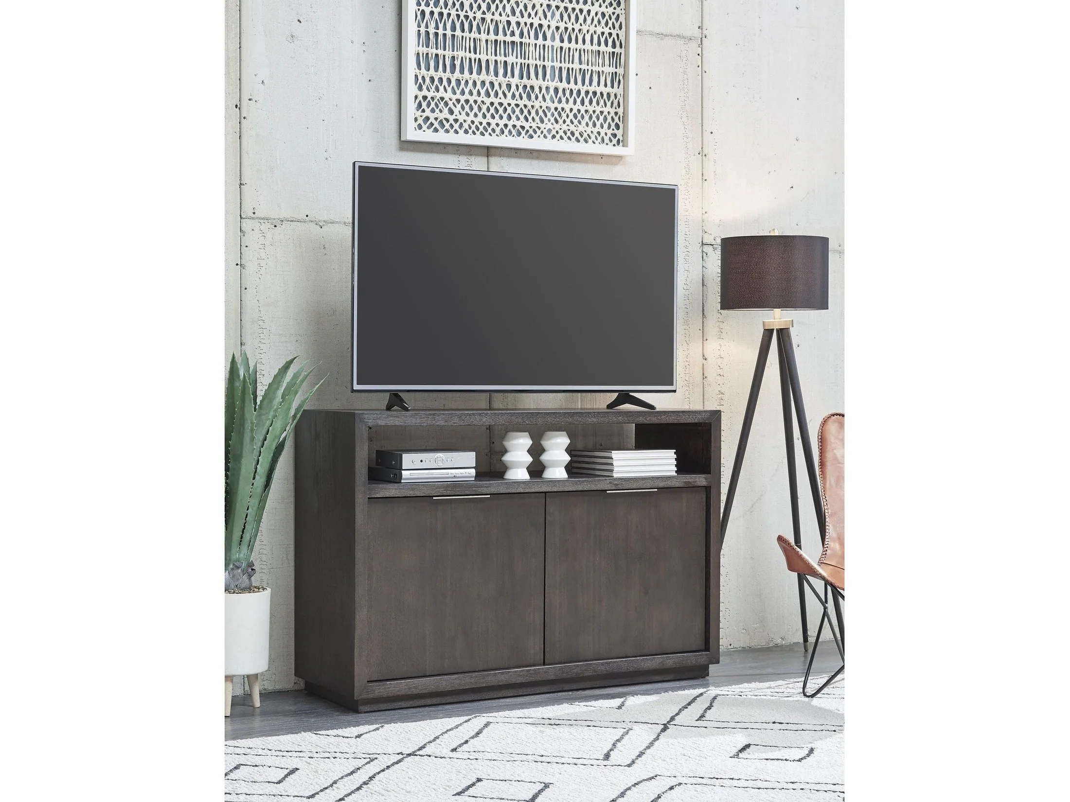 Oxford Solid Wood 54 inch Media Console in Basalt Grey